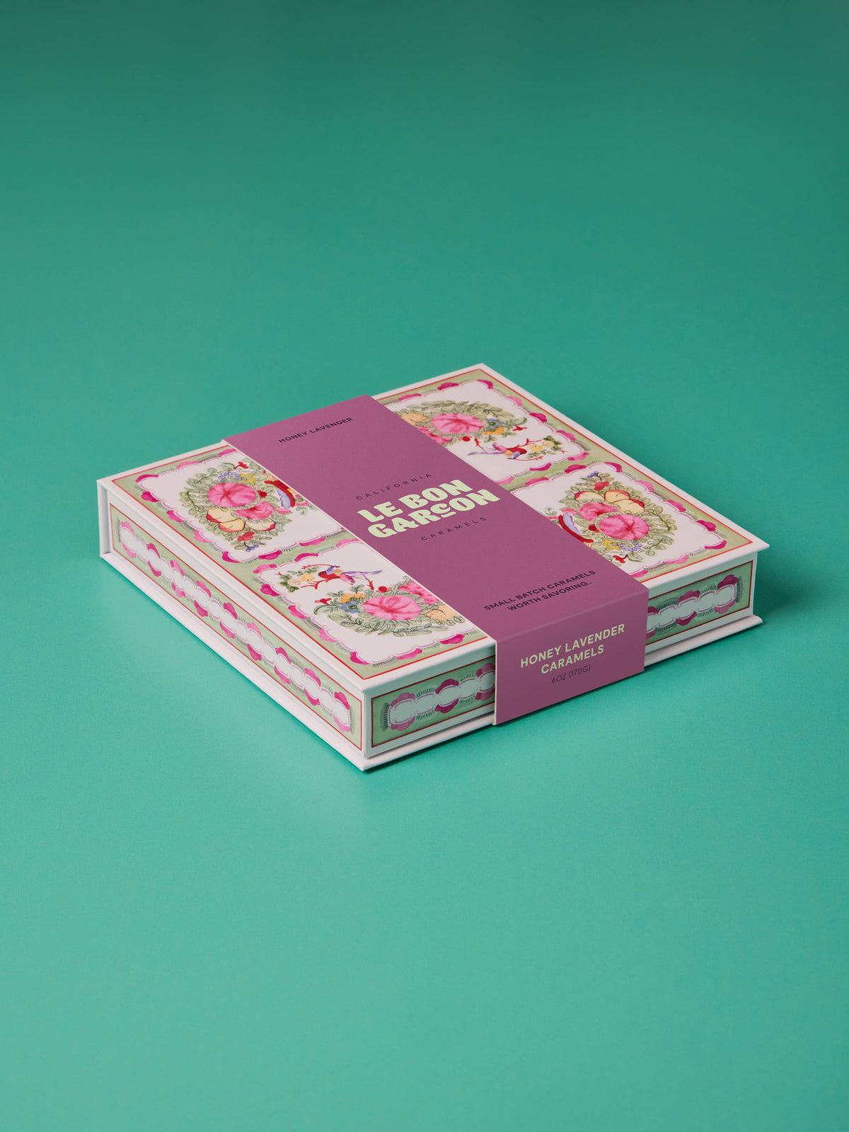 Honey Lavender Caramels: Pink Floral Gift Box