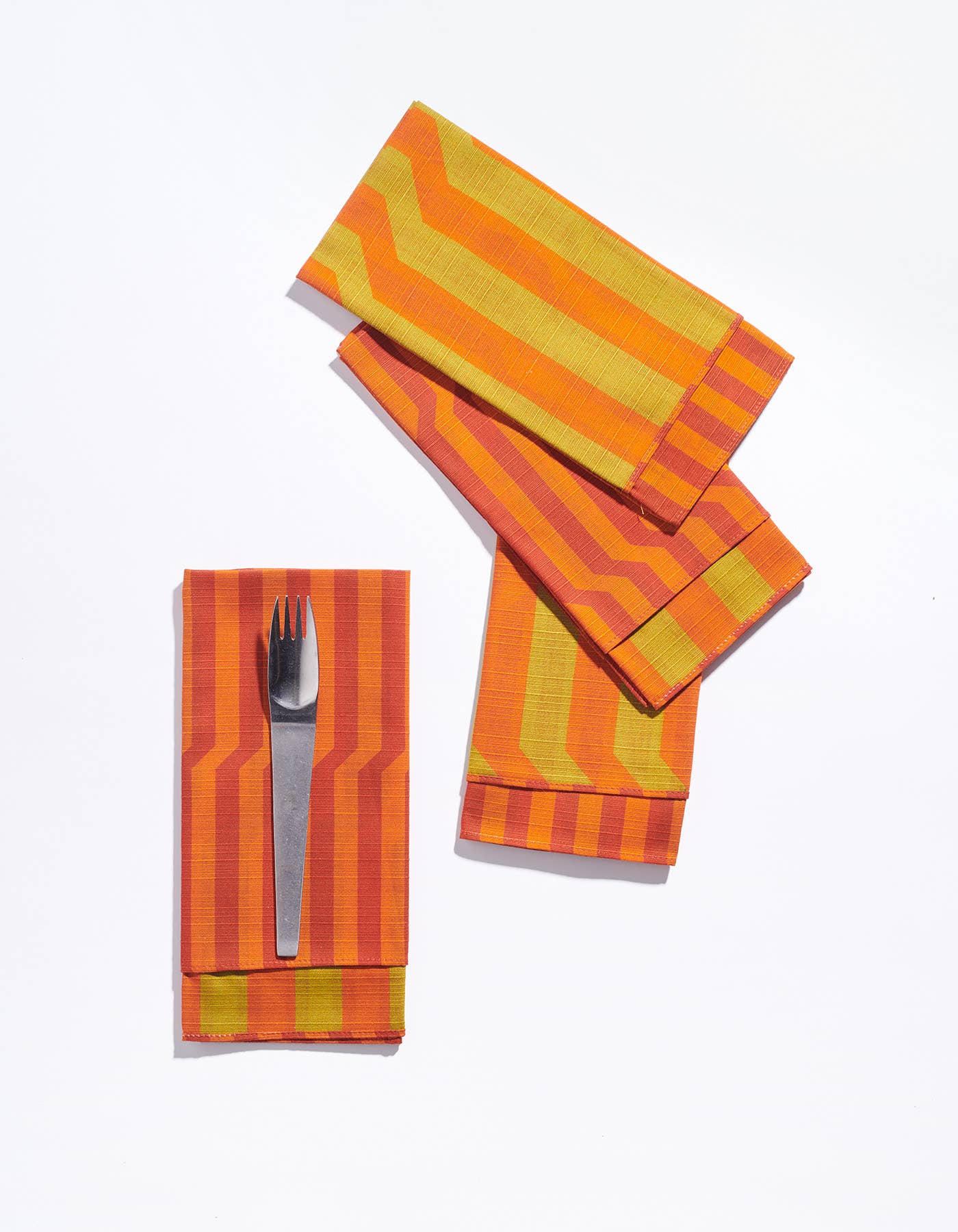 Dinner Napkin Double Sided Stripe Vermillion