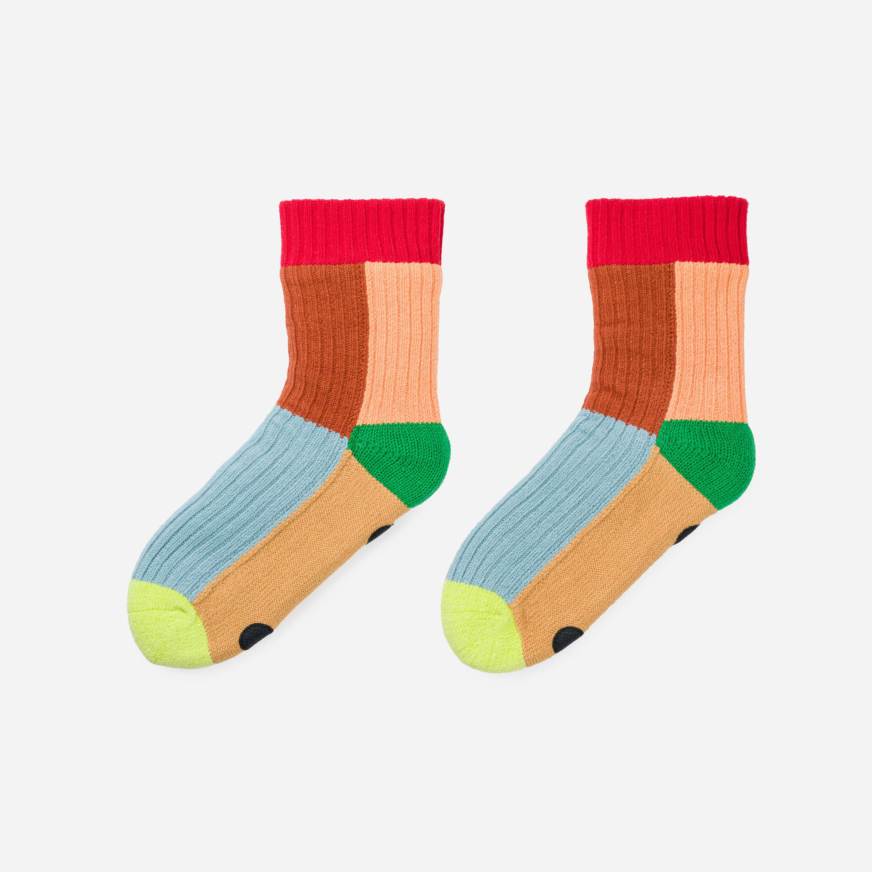 Kaleidoscope Knit House Socks | Stone Blue Rust