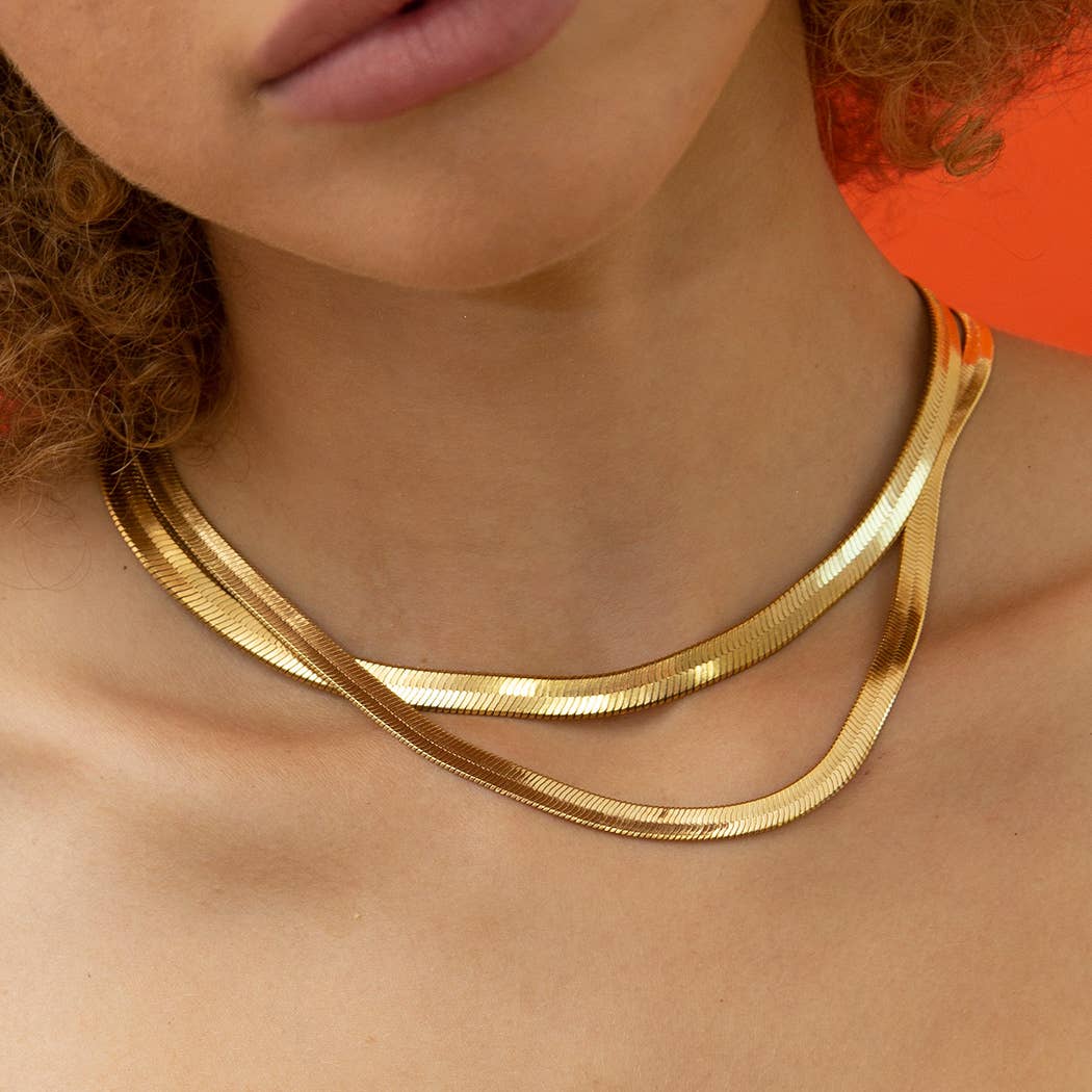 Herringbone Necklace Chain | Gold