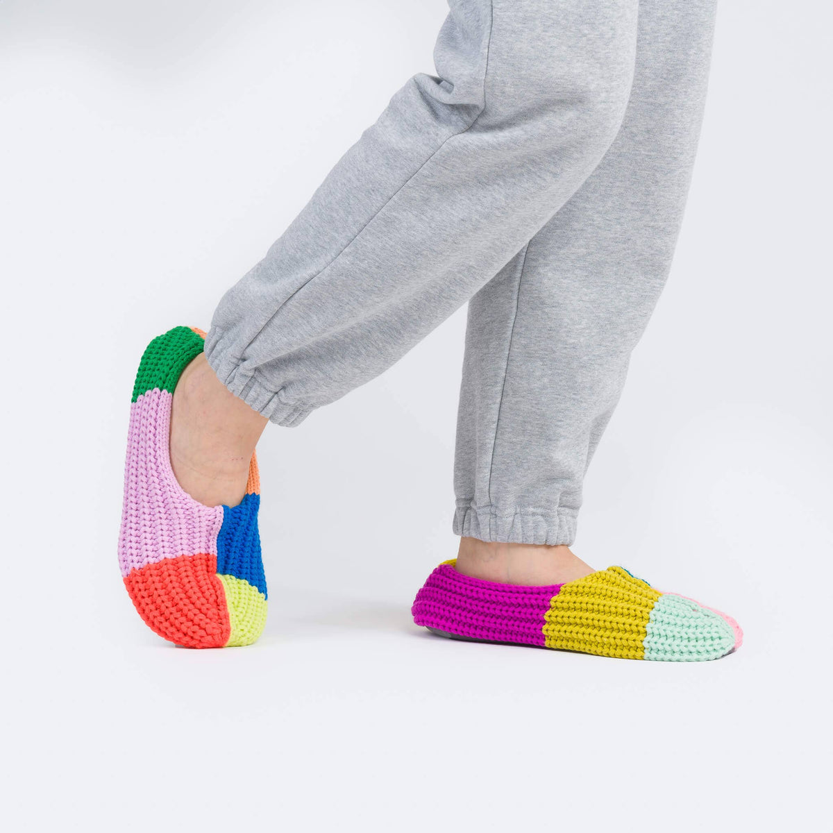 Mismatch Rib Slippers | Rainbow | S/M