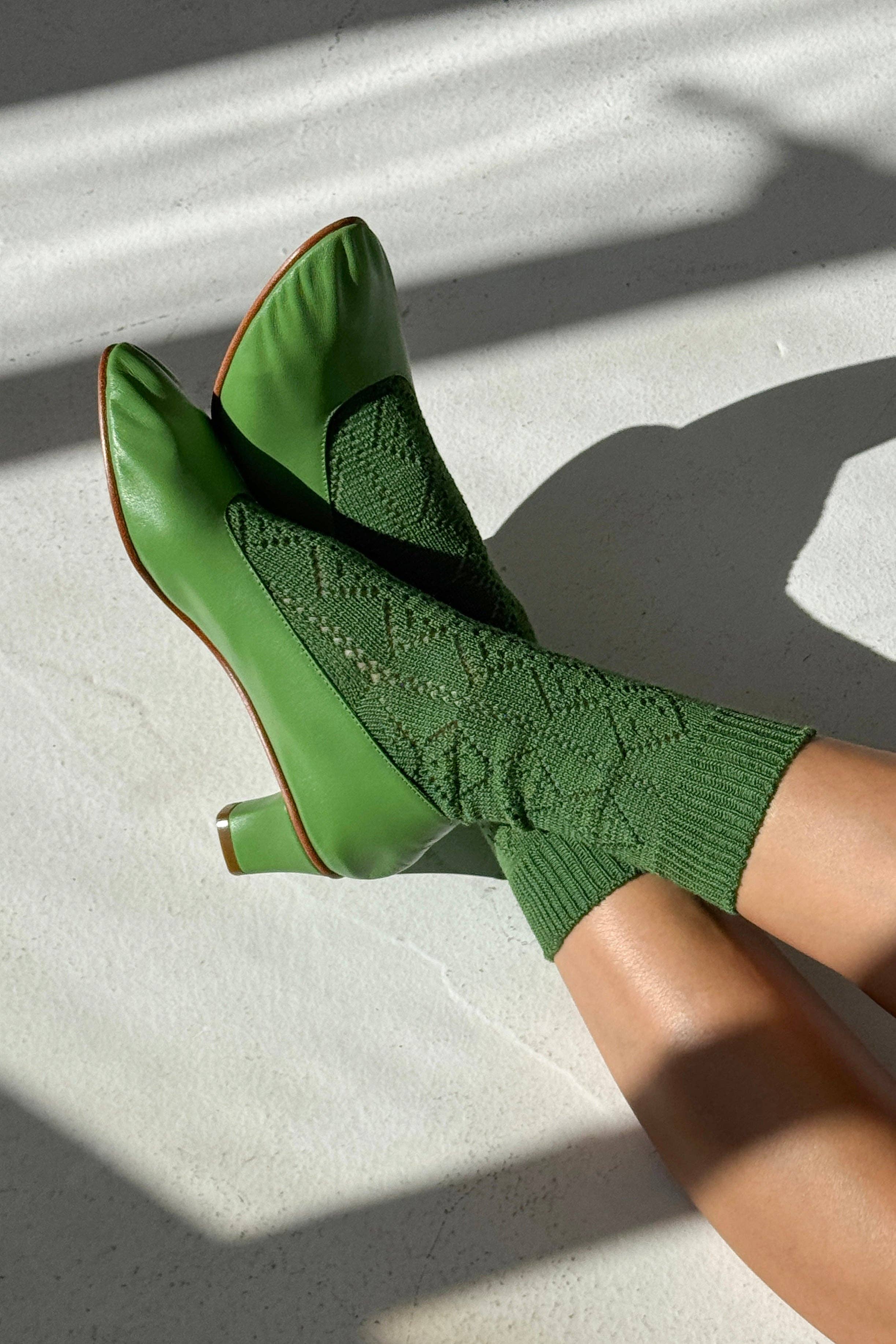 Modal Eyelet Socks | Palm Green