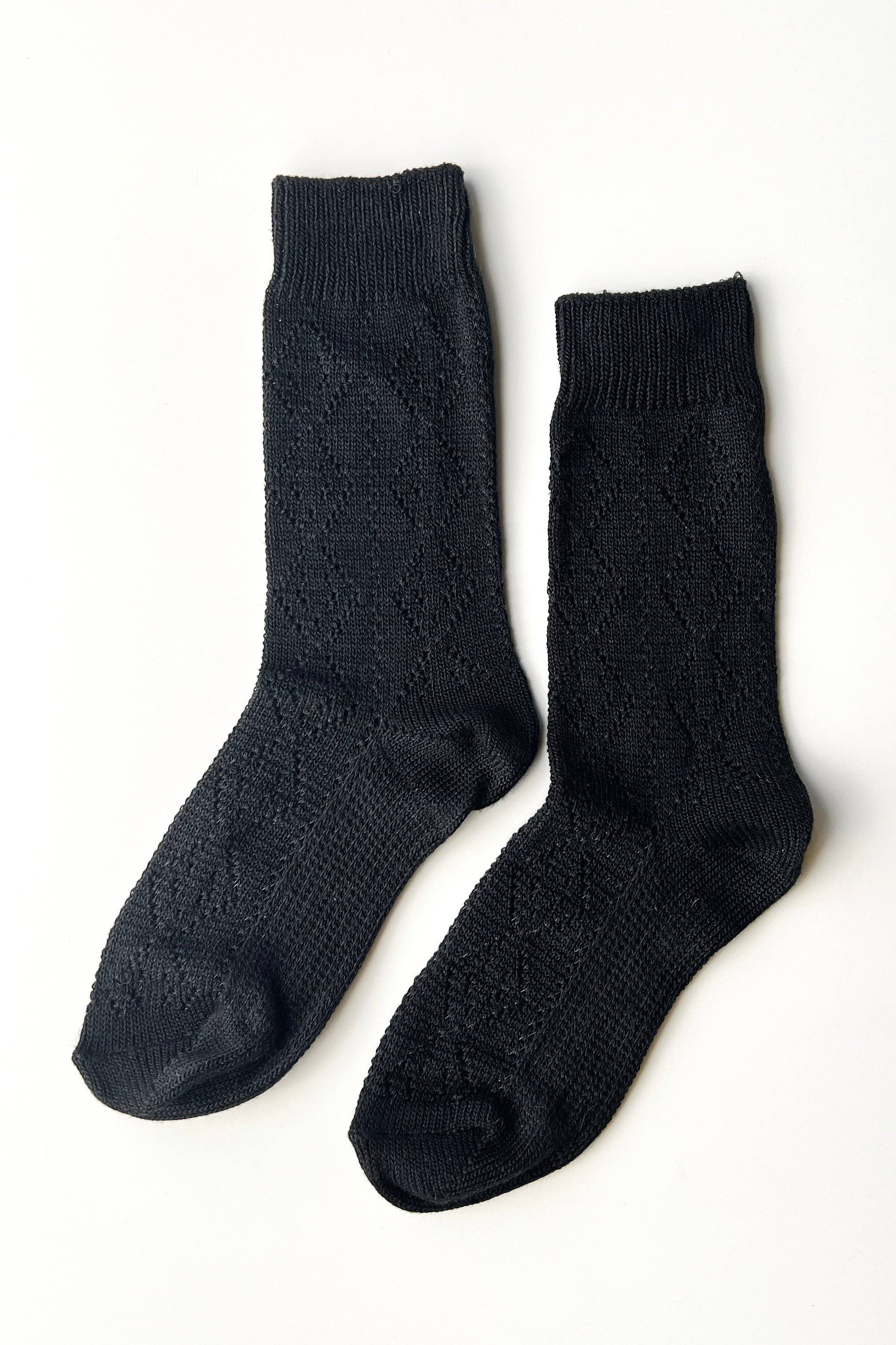 Modal Eyelet Socks | Jet Black