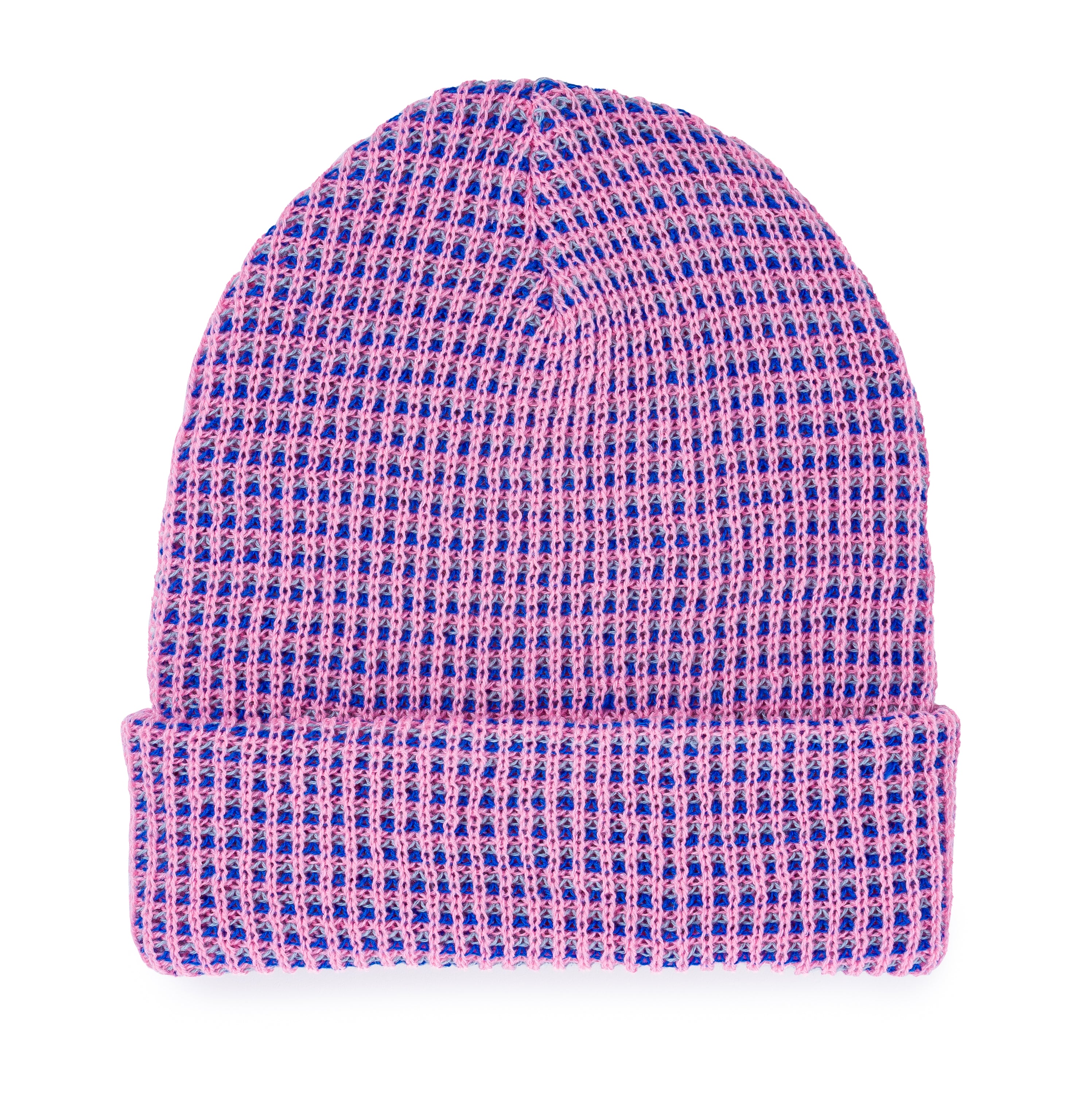Grid Knit Beanie - Pink