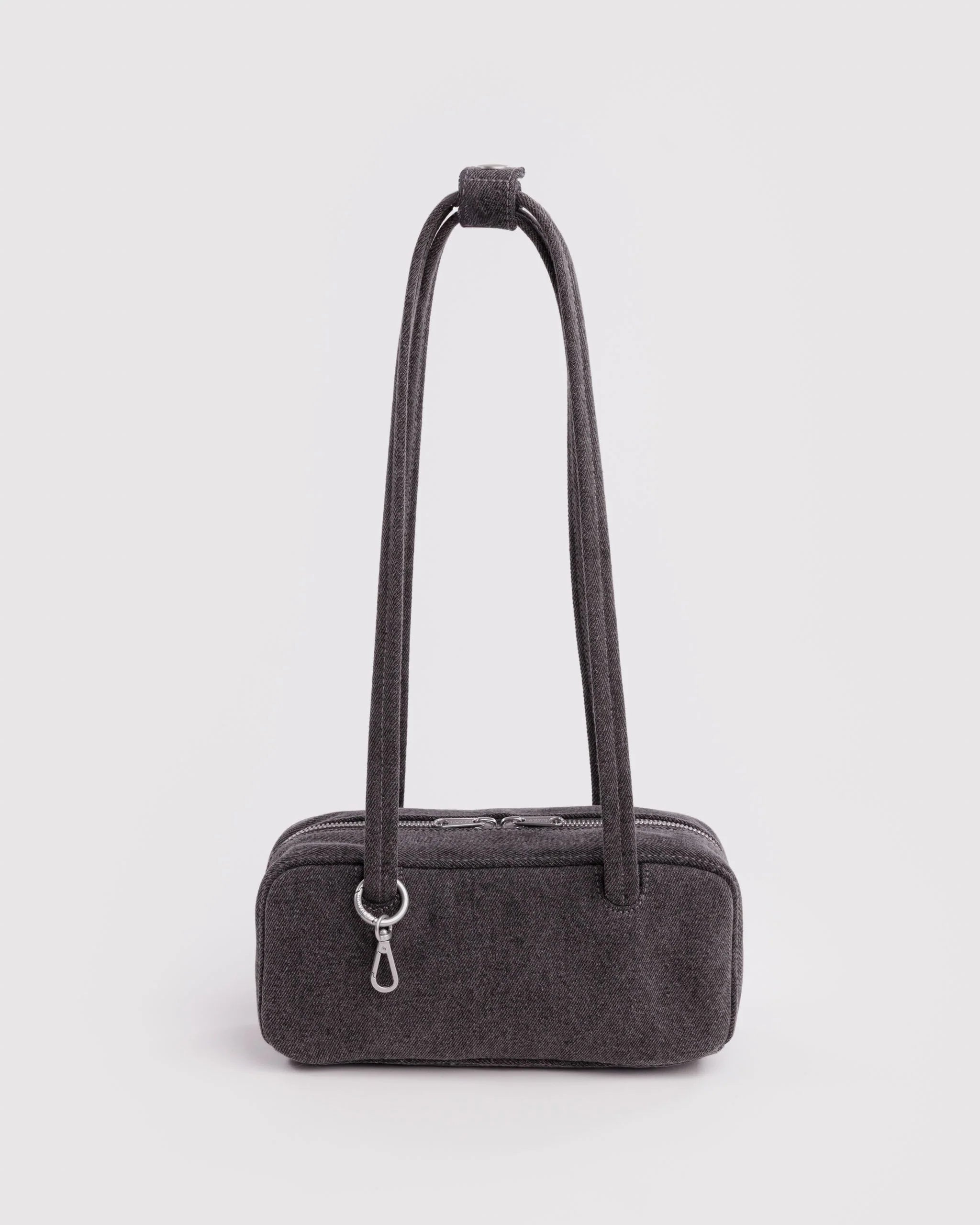 Small Denim Bowler Bag | Washed Black Denim