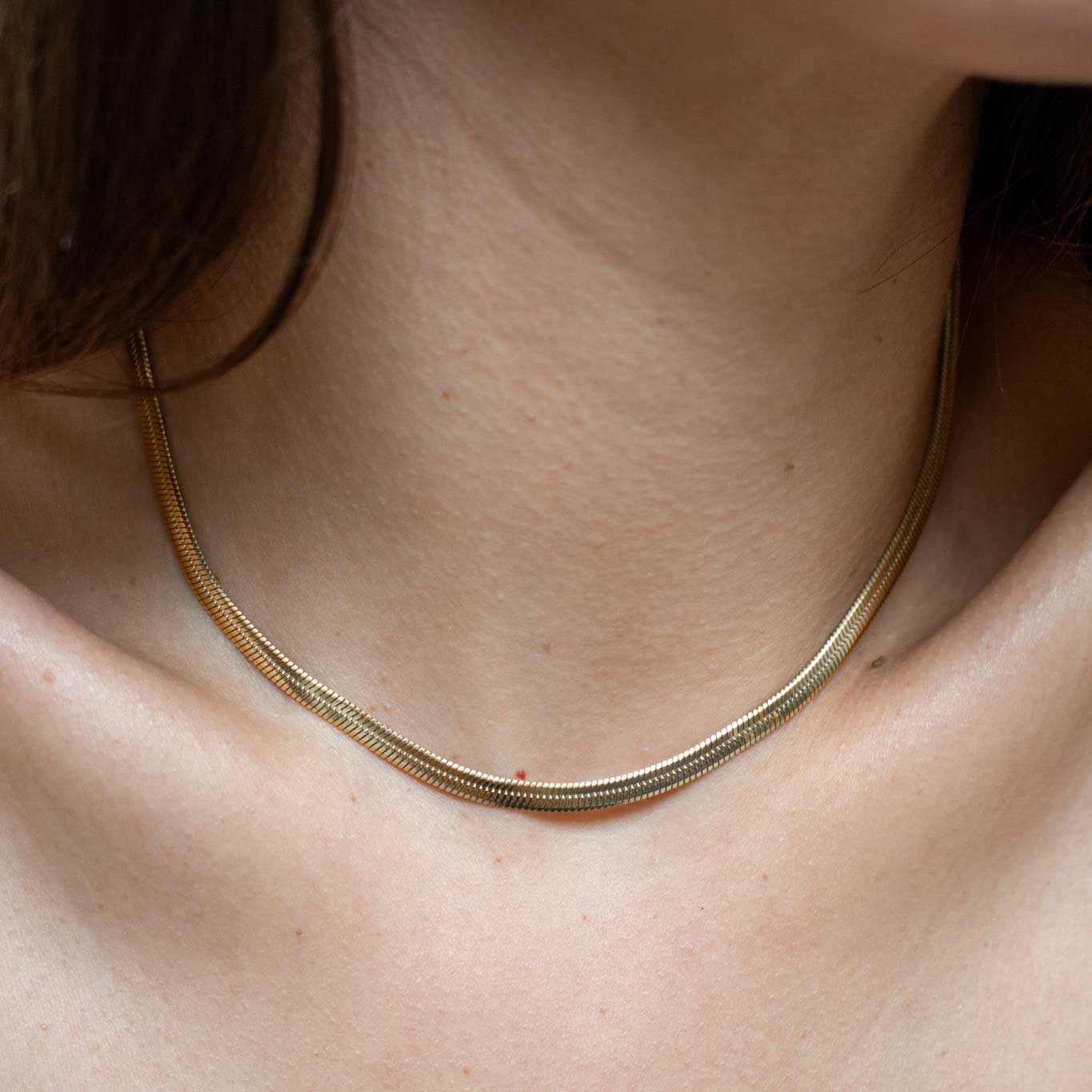 Herringbone Thin Snake Chain | Gold