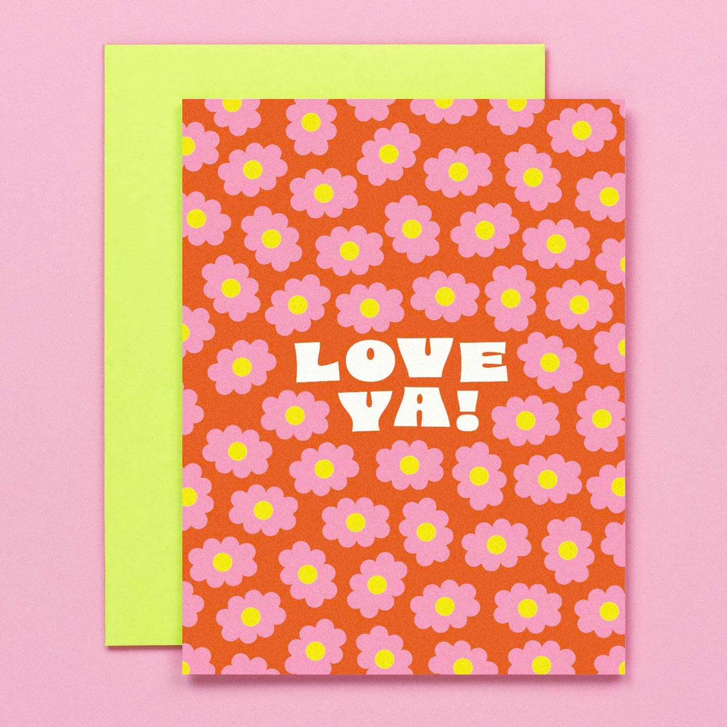 Love Ya! Retro Red Floral | Greeting Card