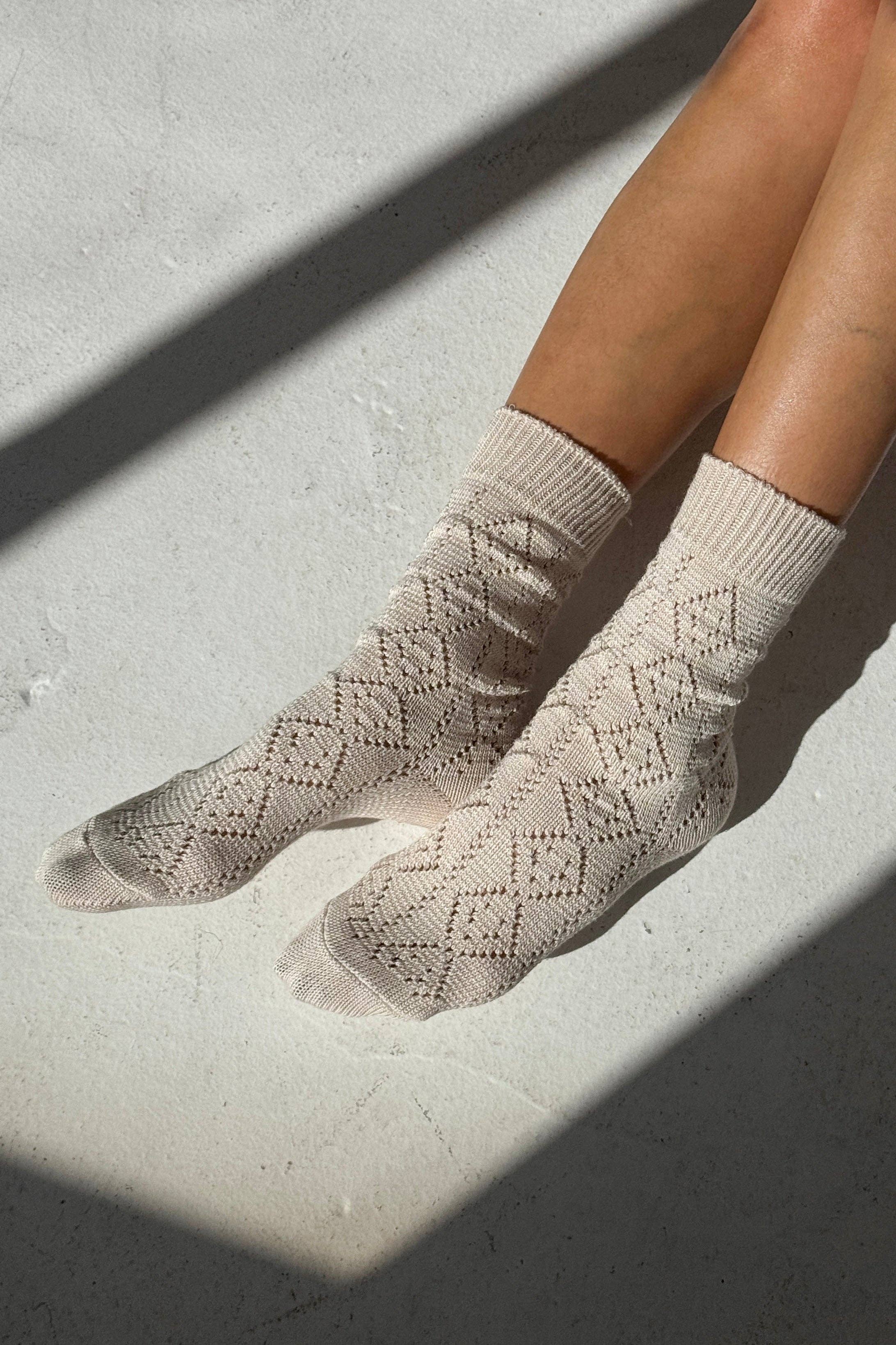 Modal Eyelet Socks | Oyster