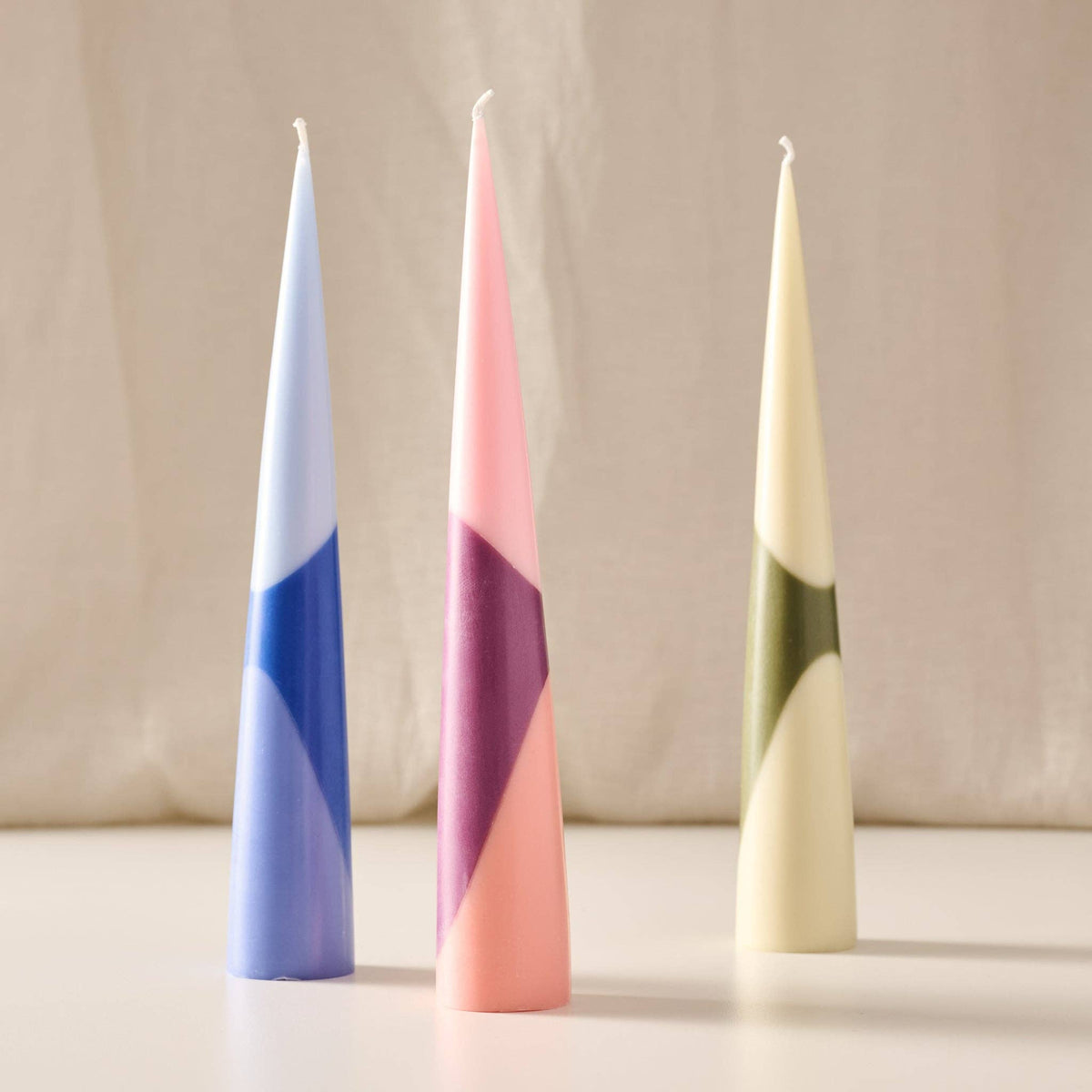 Esuk Striped Palm Wax Cone Candle | Blue Tone