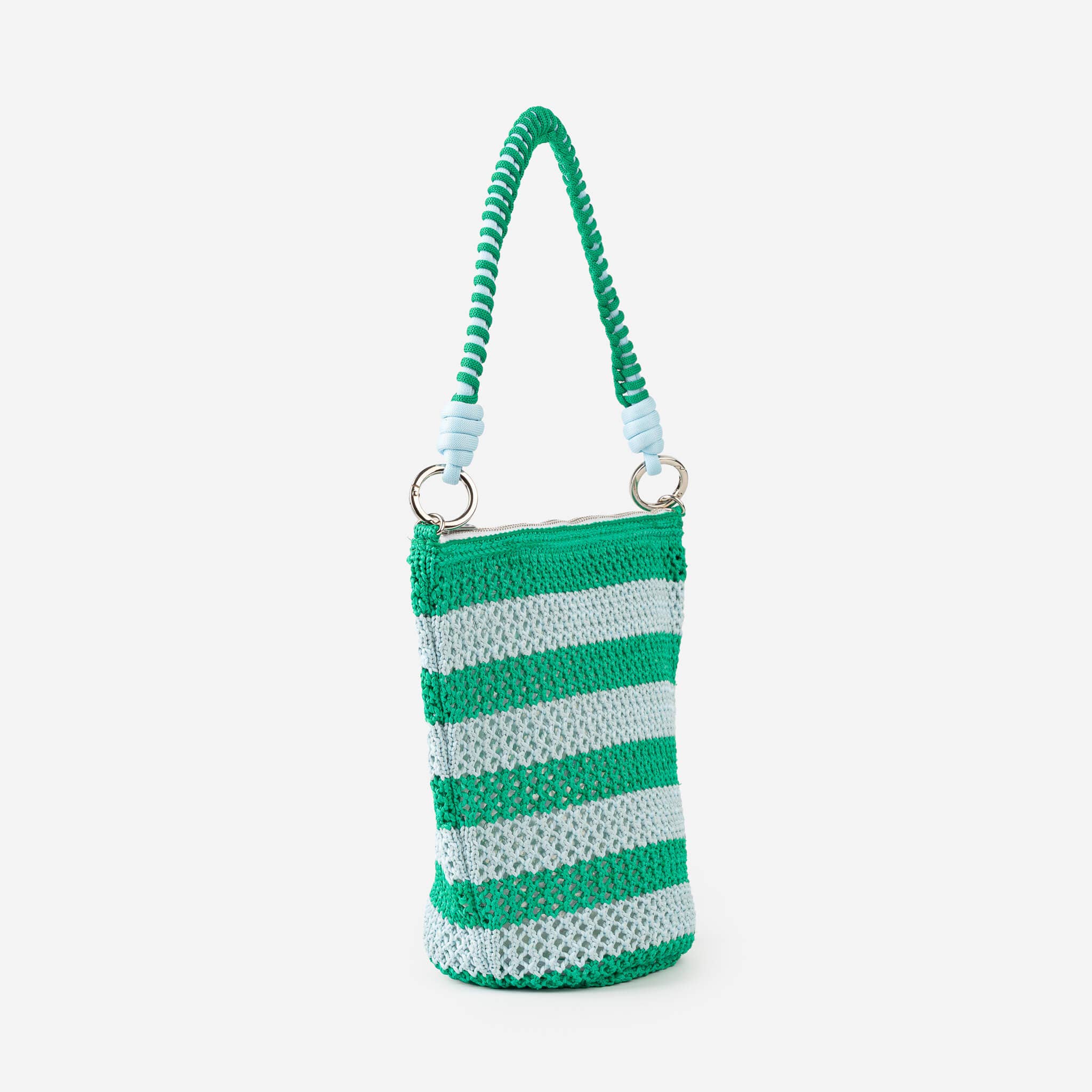 Stripe Raffia Zip Bag | Kelly Stone Blue