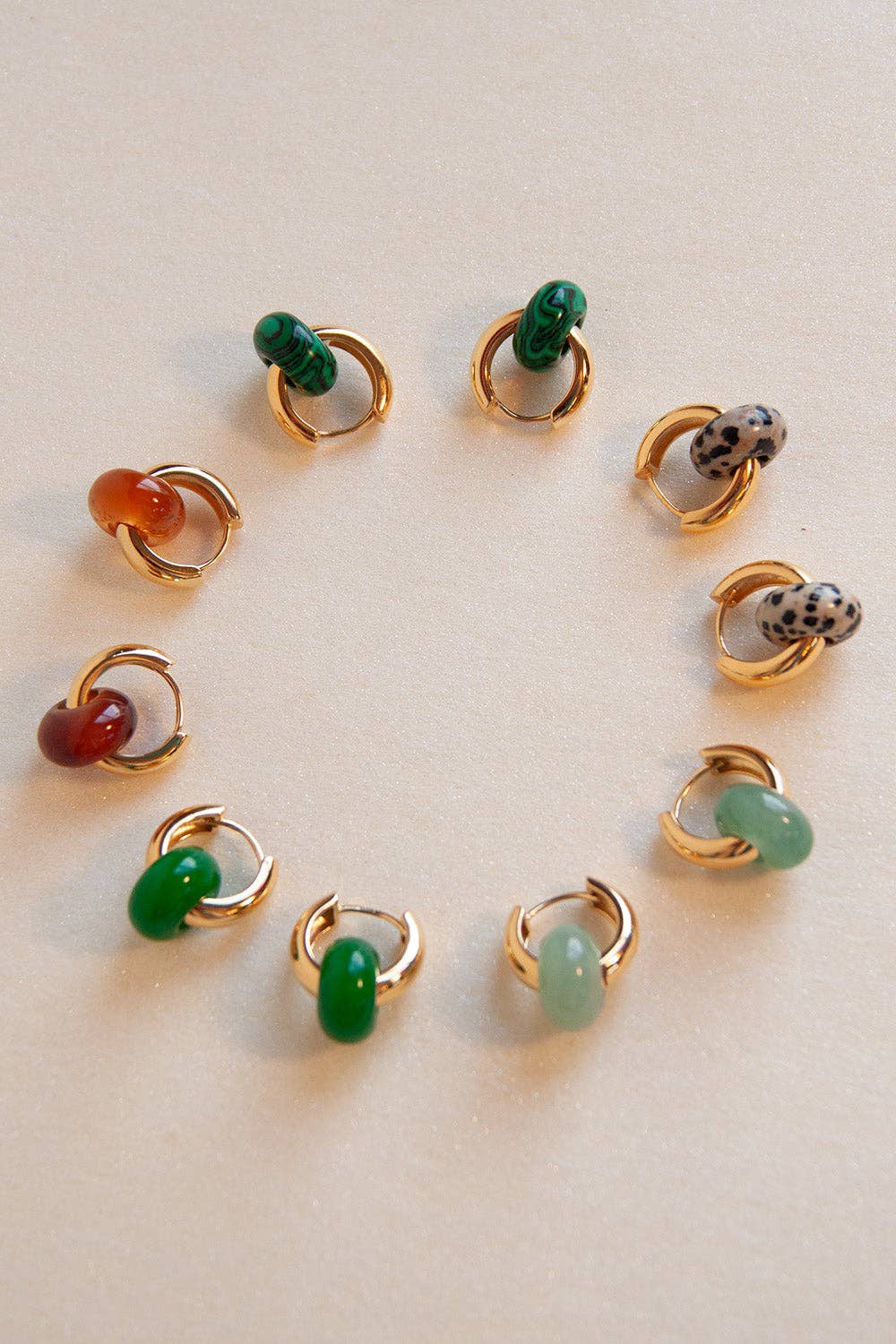 Rondella Stone Hoops | Light Jade