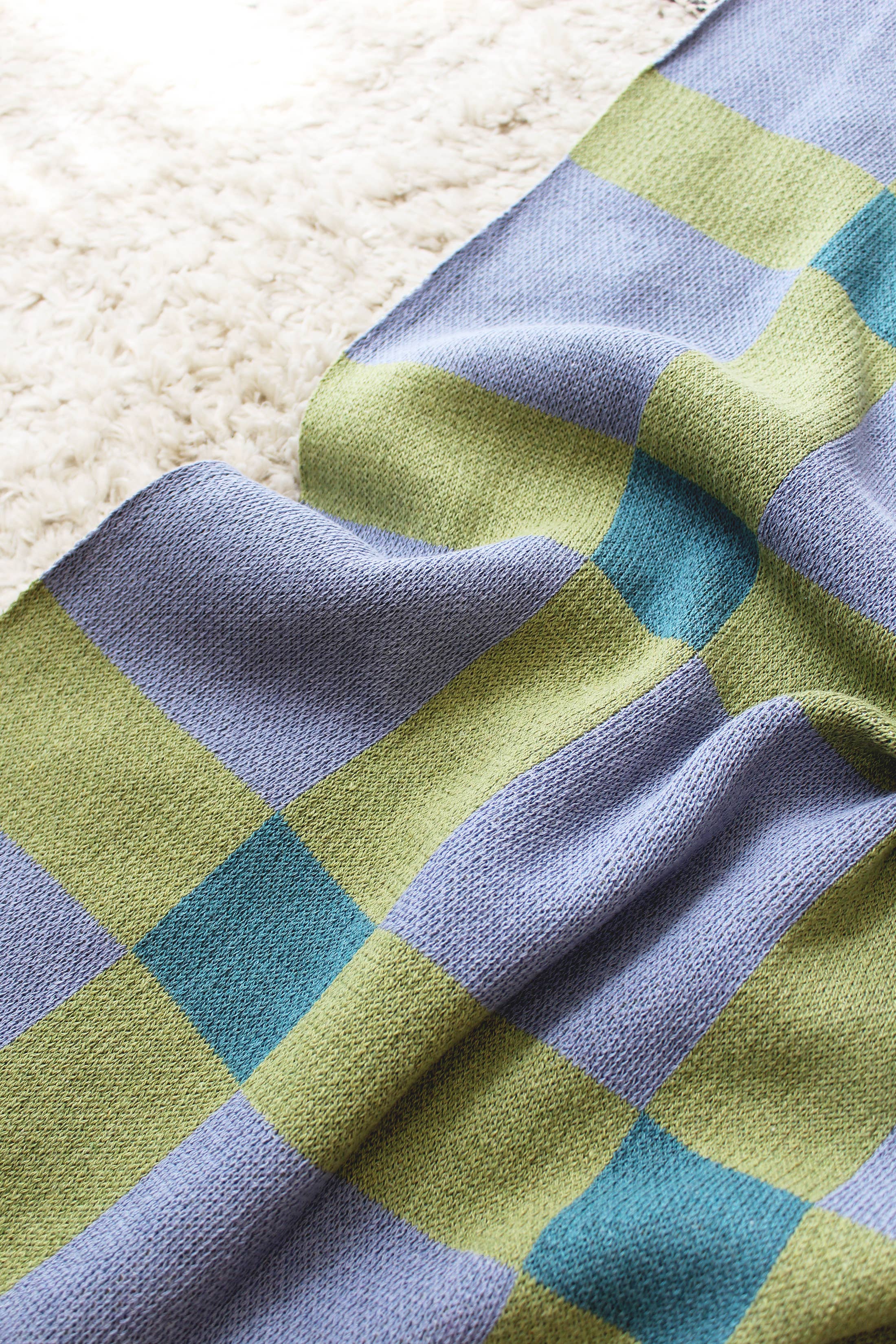 Gingham Knit Blanket | Blueberry Pie