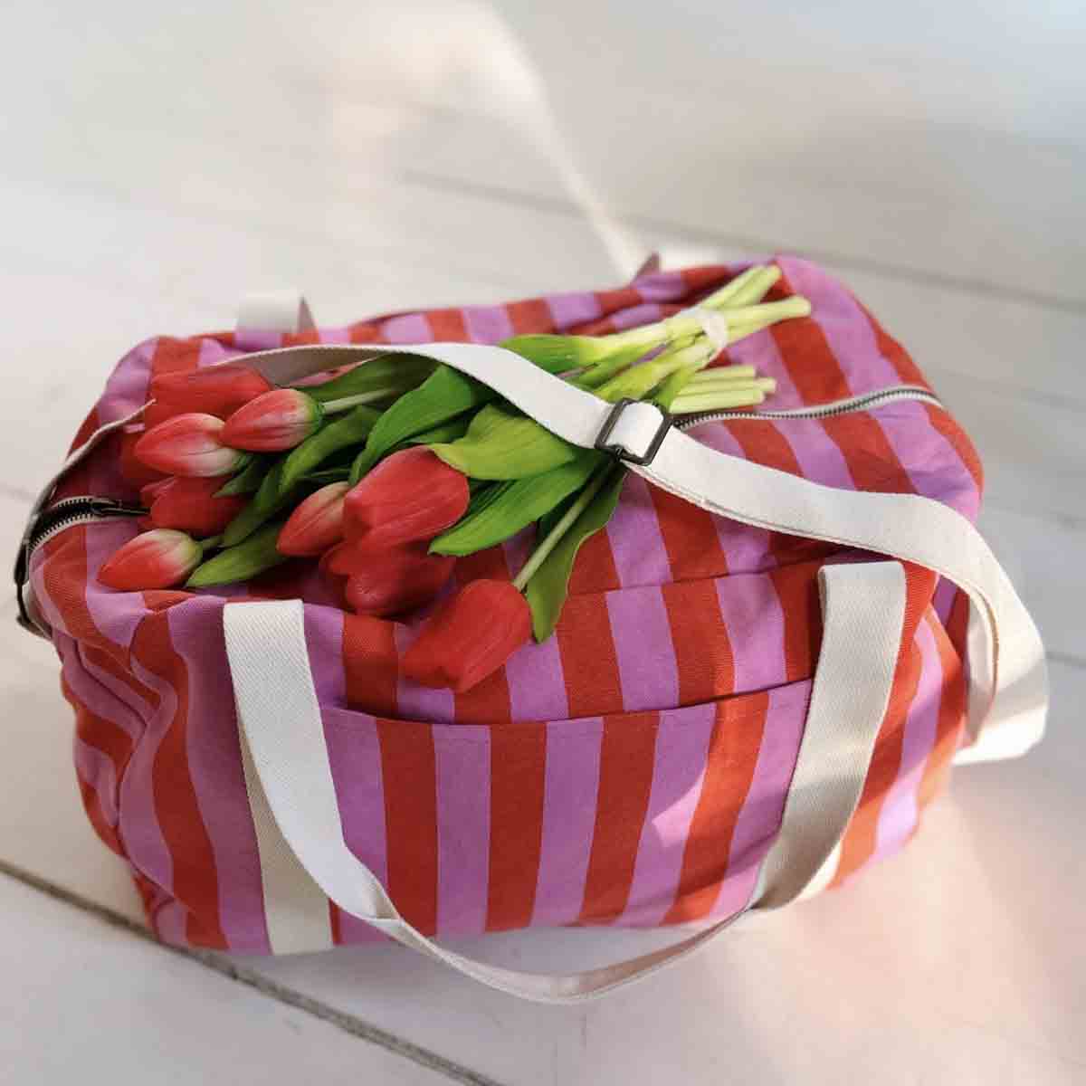 Raphael Weekend Bag | Orchid & Tomato Stripes