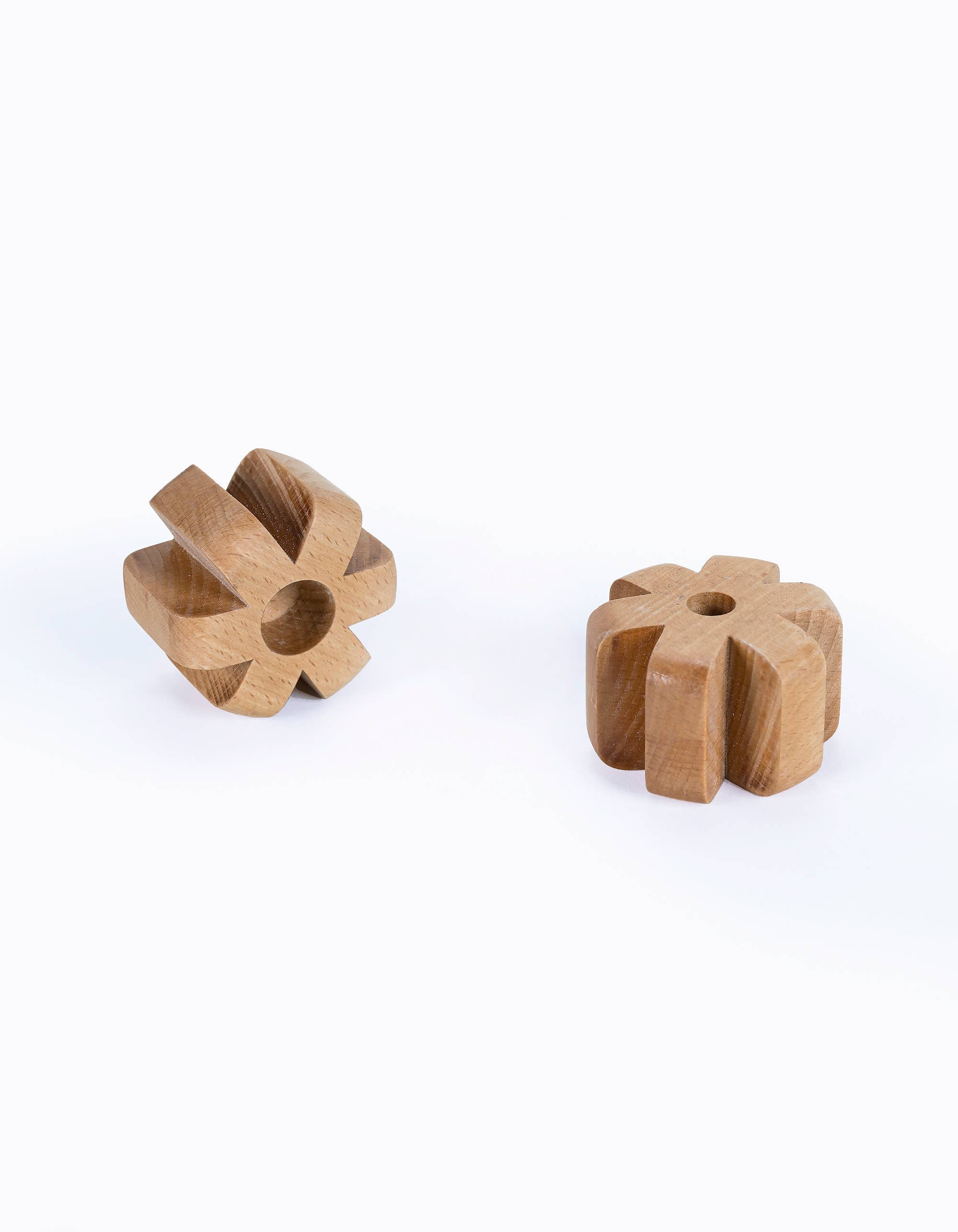 Asterisk Candleholder Pair | Beech