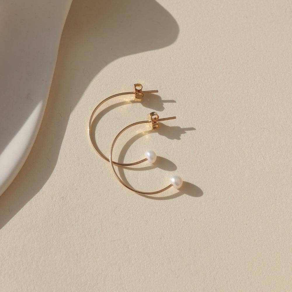 Balanced Pearl Hoops | 14k Gold Fill
