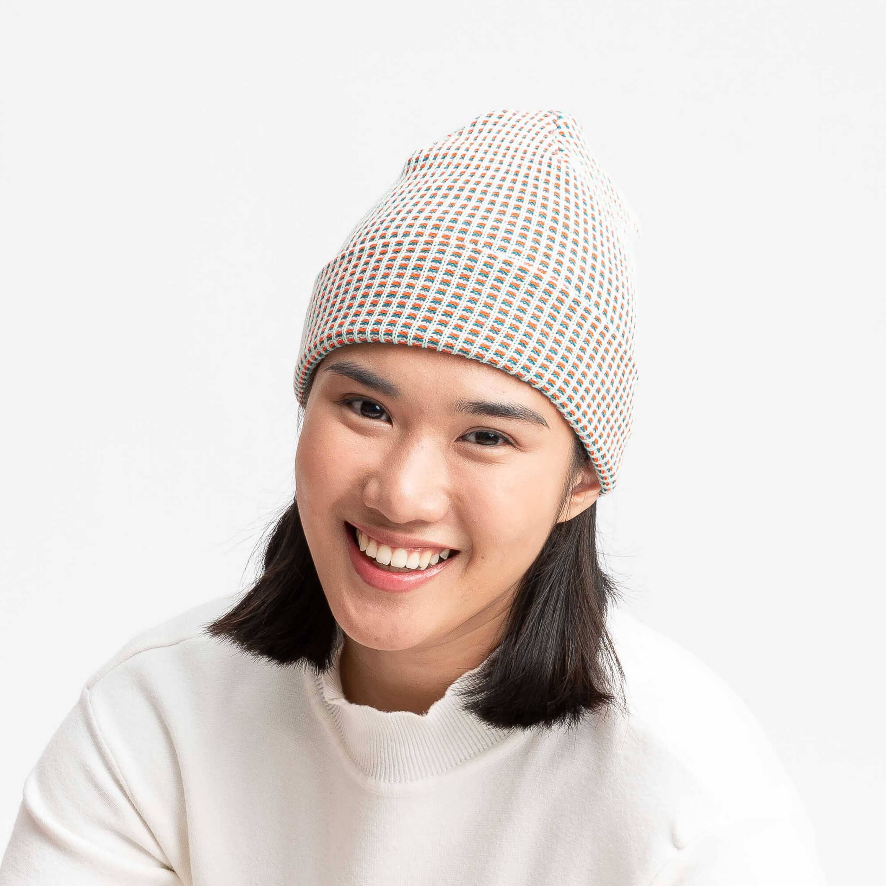 Grid Knit Beanie - Jade