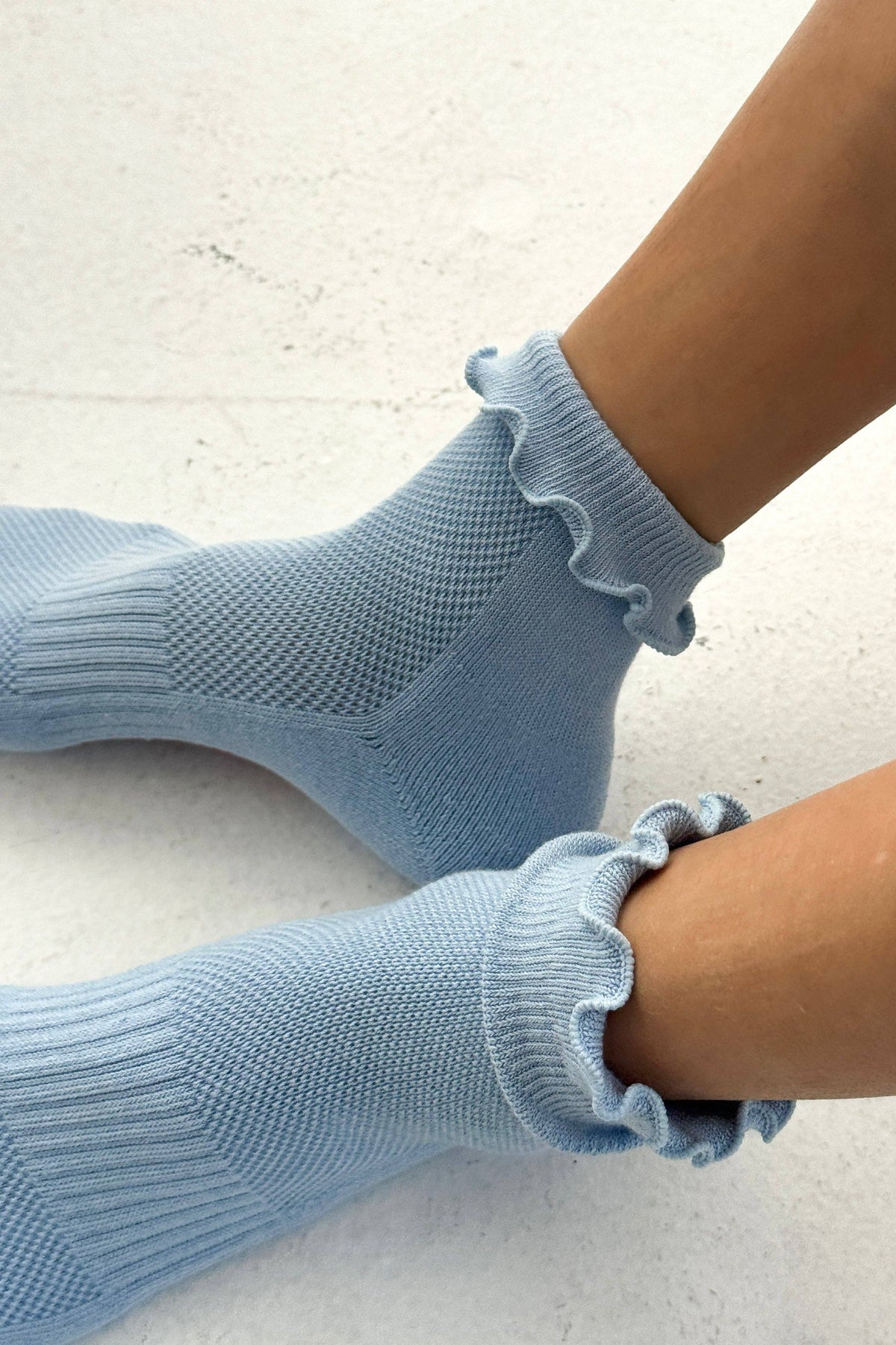 Ruffled Hugger Crew Socks | Vintage Pink + Black
