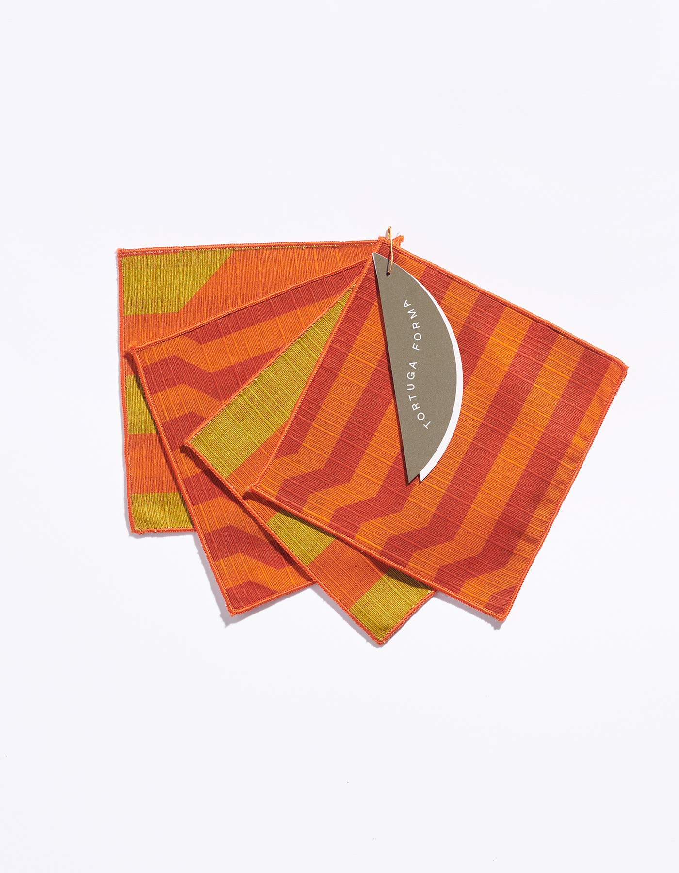 Cocktail Napkin Double Sided Stripe Vermillion