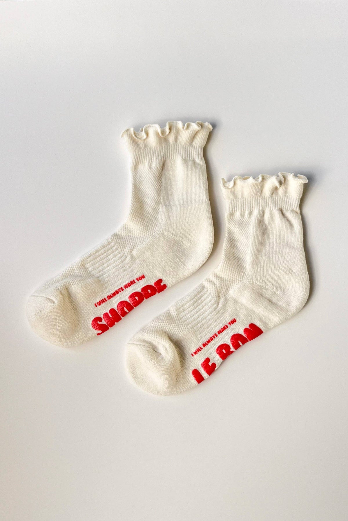 Ruffled Hugger Crew Socks | Vintage Pink + Black