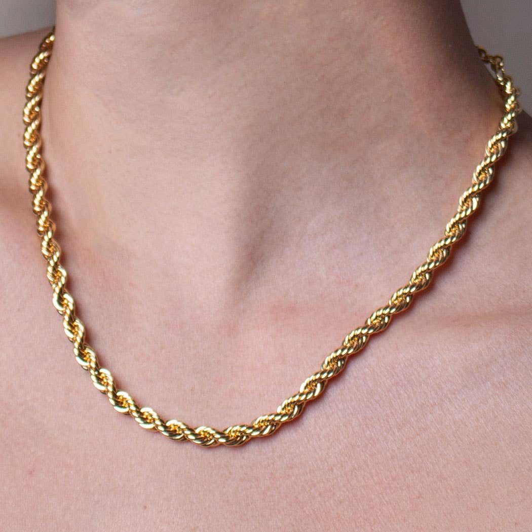 Hollyhock Rope Chain Necklace | Gold