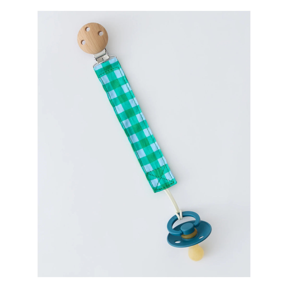 Pacifier Clip Two-Pack | Teal Gingham