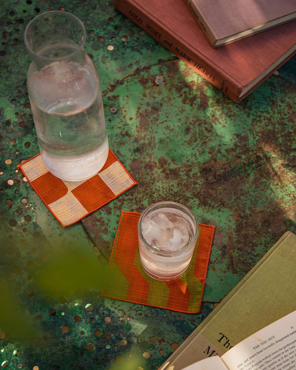 Cocktail Napkin Double Sided Stripe Vermillion