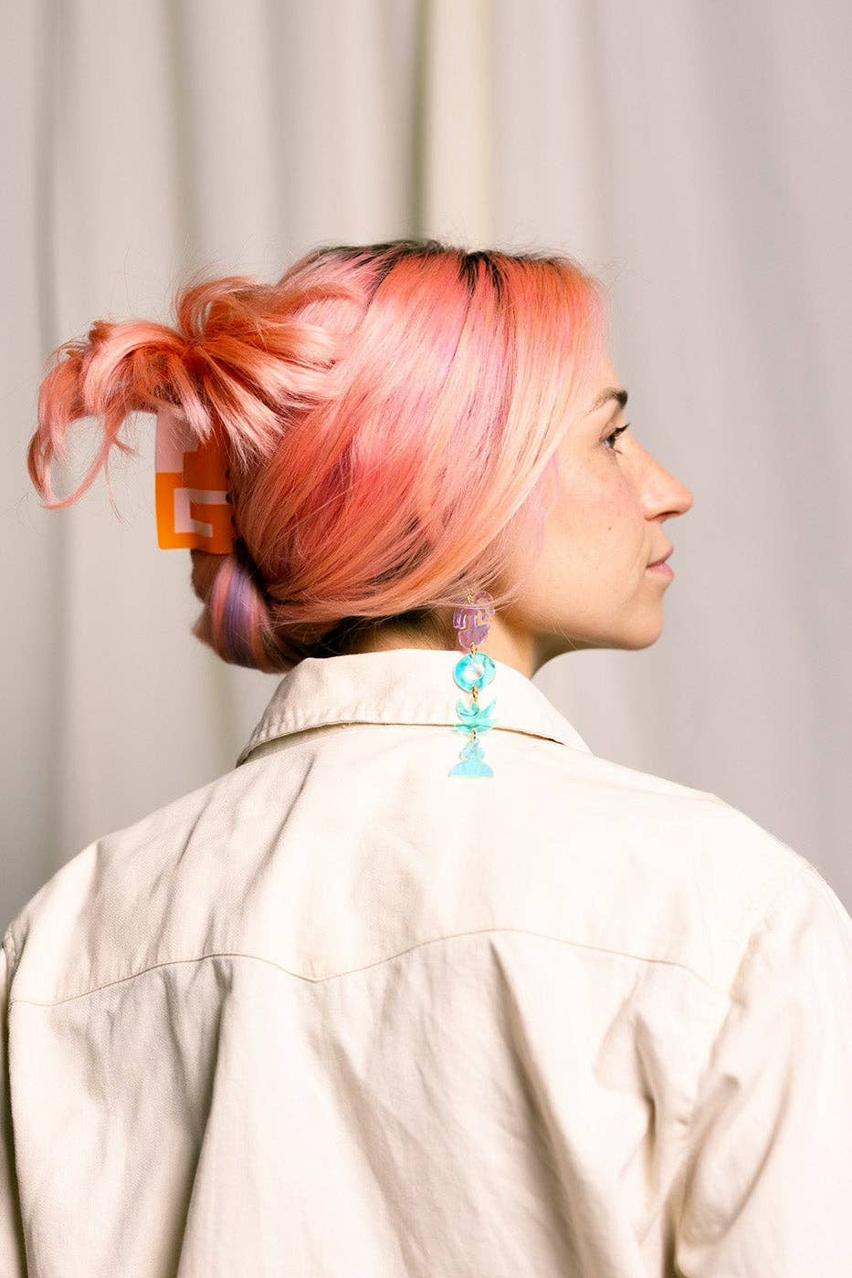 Greca Hair Claw: Pink & Orange