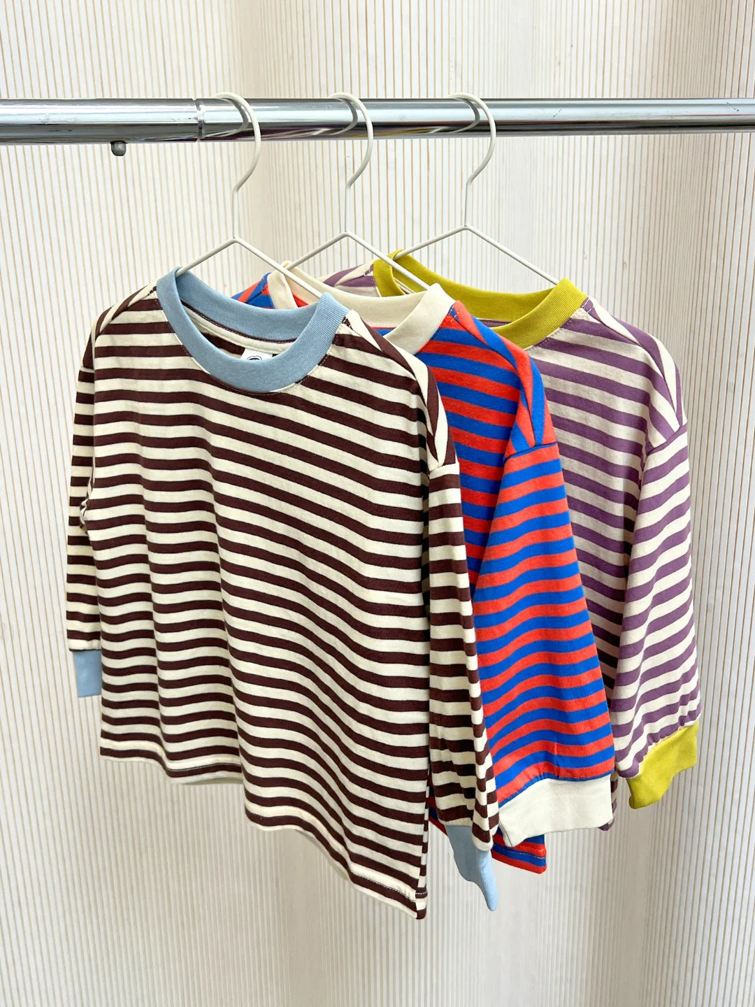 Kid's Stripe Longsleeve | Brown + Blue