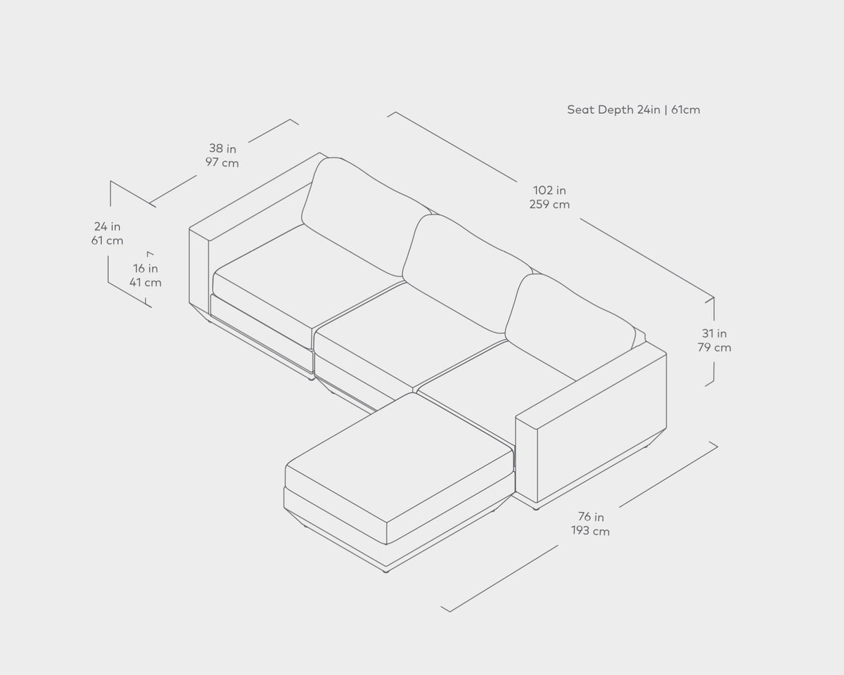 Podium Modular 4PC Sectional | Right