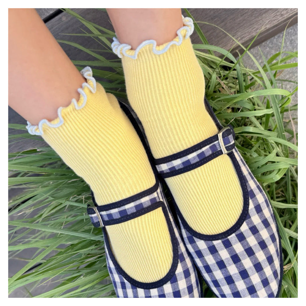 The Petite Ruffled Modal Socks | Butter & Baby Blue