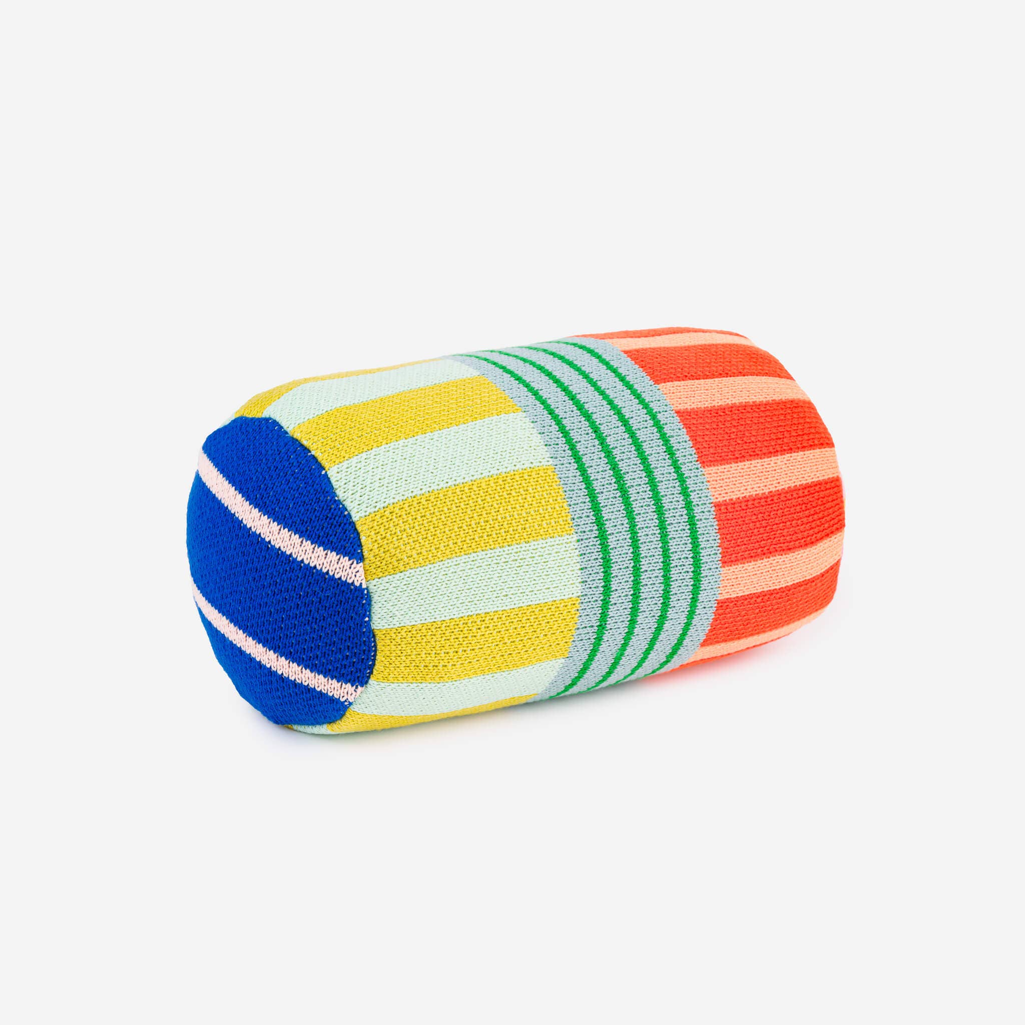 Patchwork Stripe Bolster Pillow | Rainbow