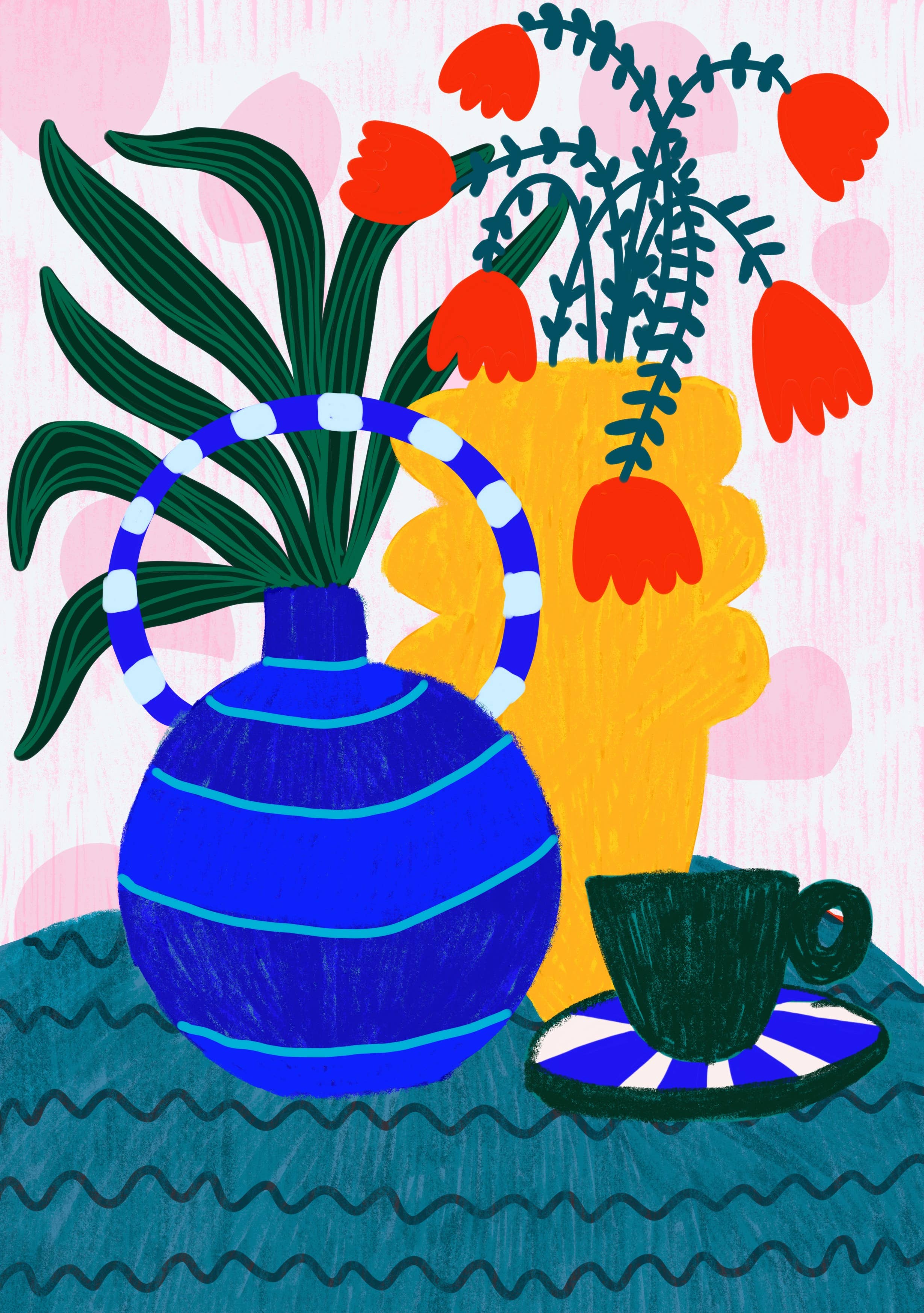 Tulips & Coffee Art Print