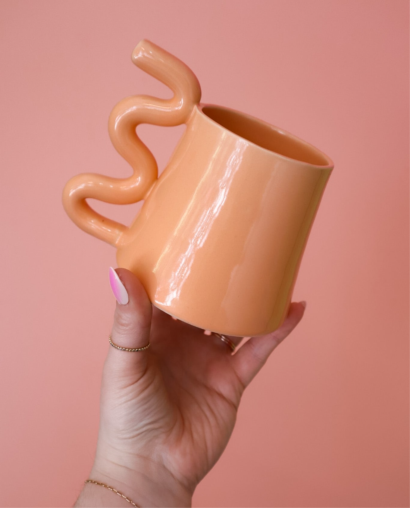 Peach Squiggle Mug