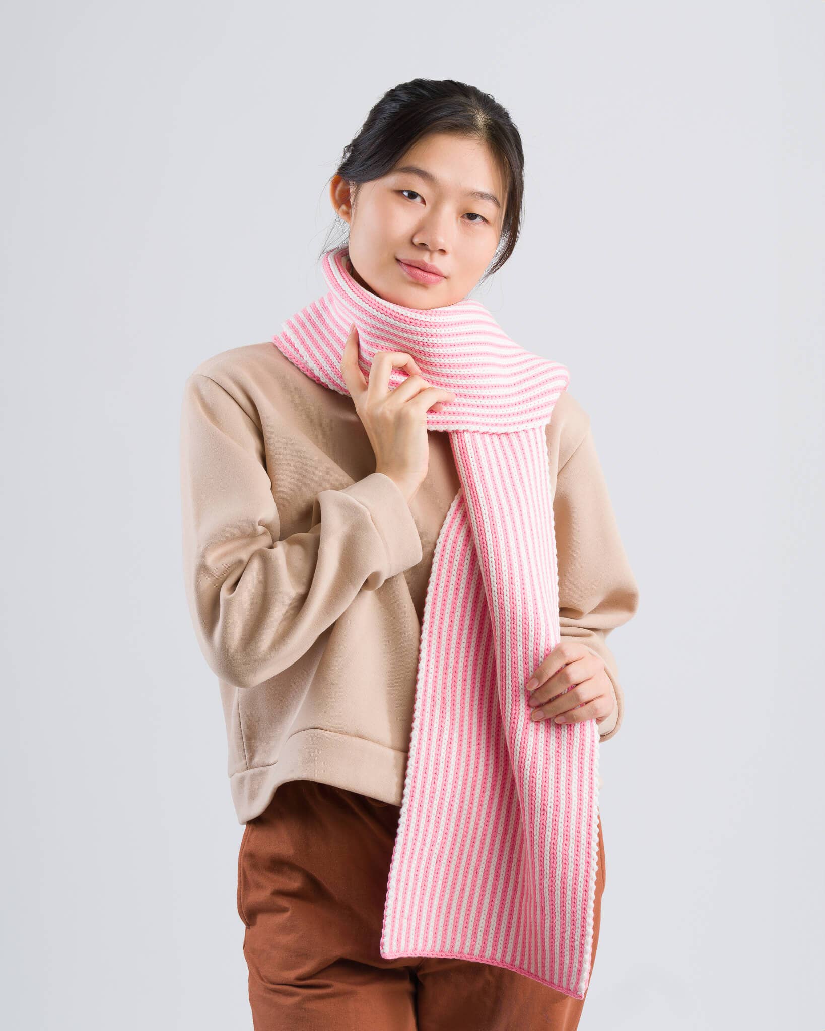 Pinstripe Big Scarf | Pink White
