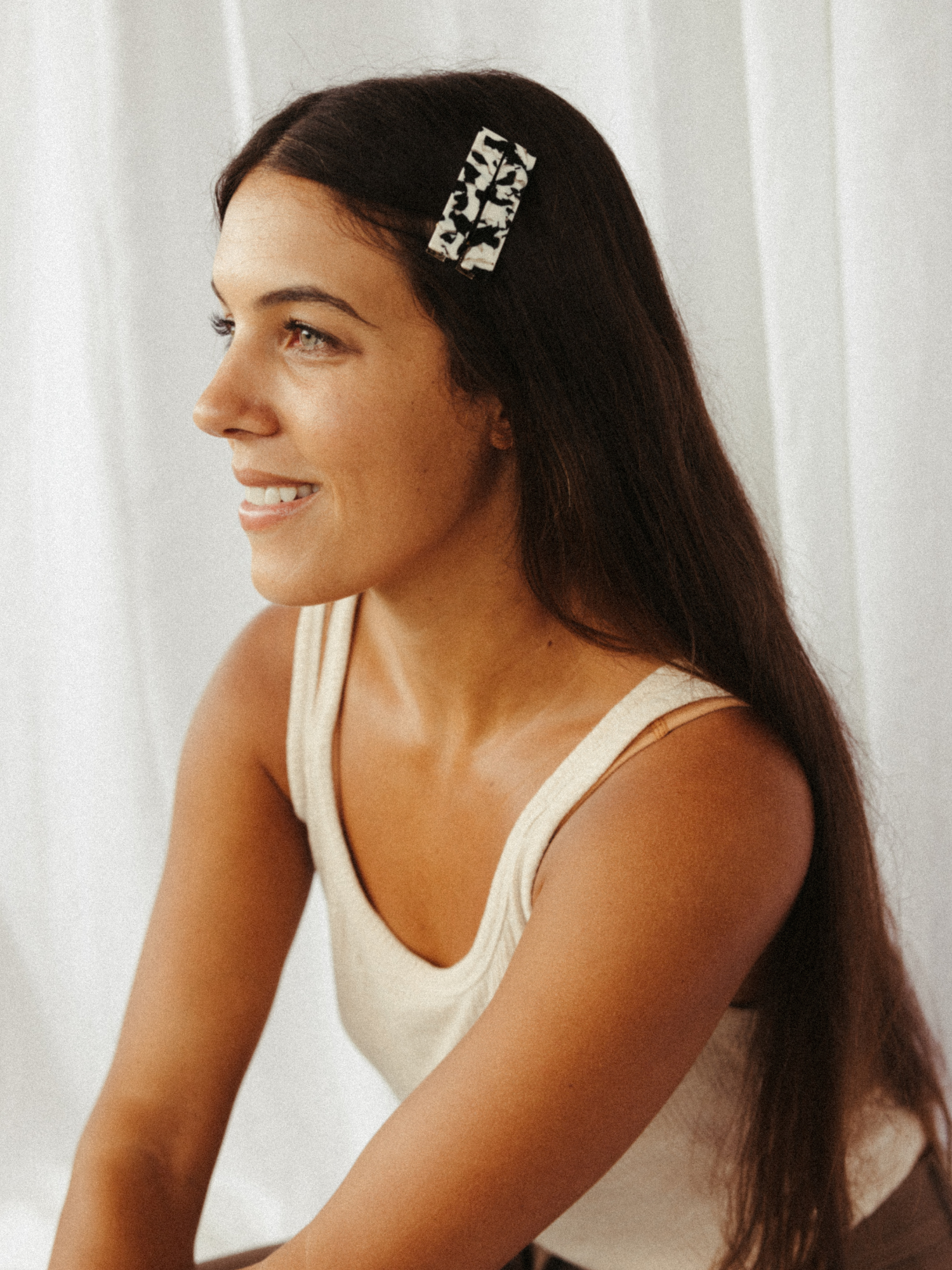 Flora Hair Clips, Black + White