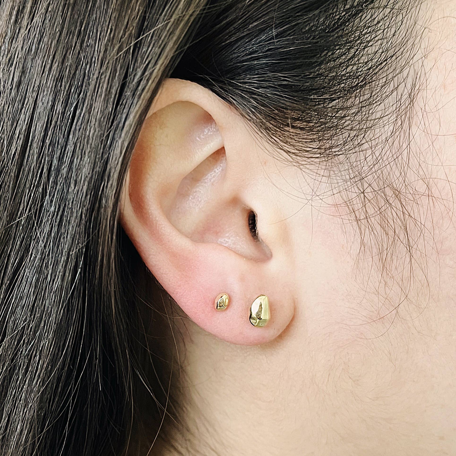 Pebble Studs: Gold Vermeil