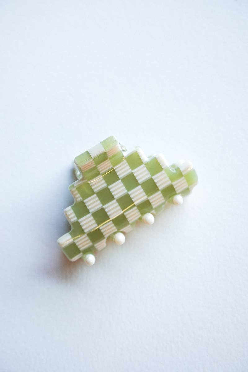 Pyramid hair-claw in small green set of two: Green set