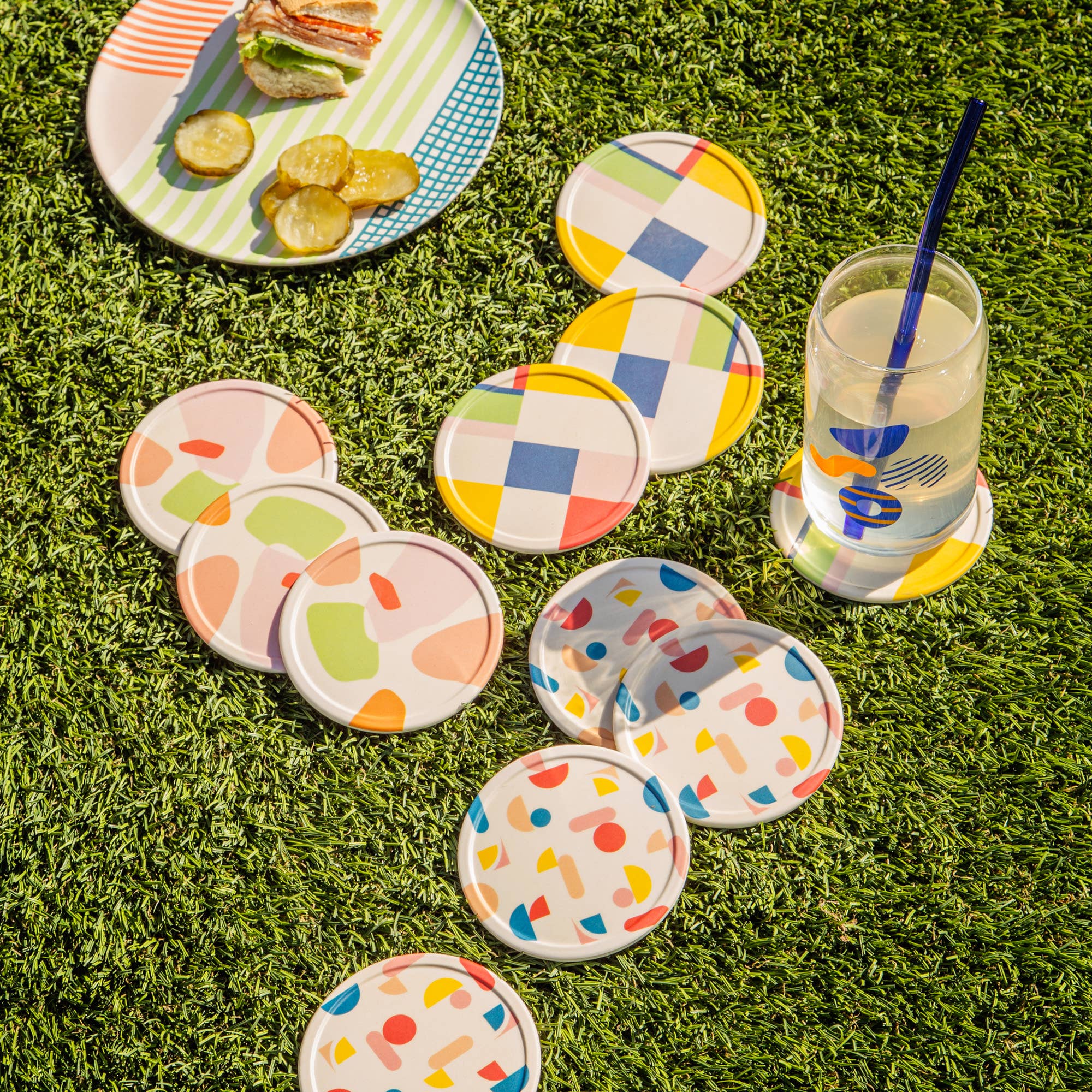 Bamboo Coasters in Colorblock