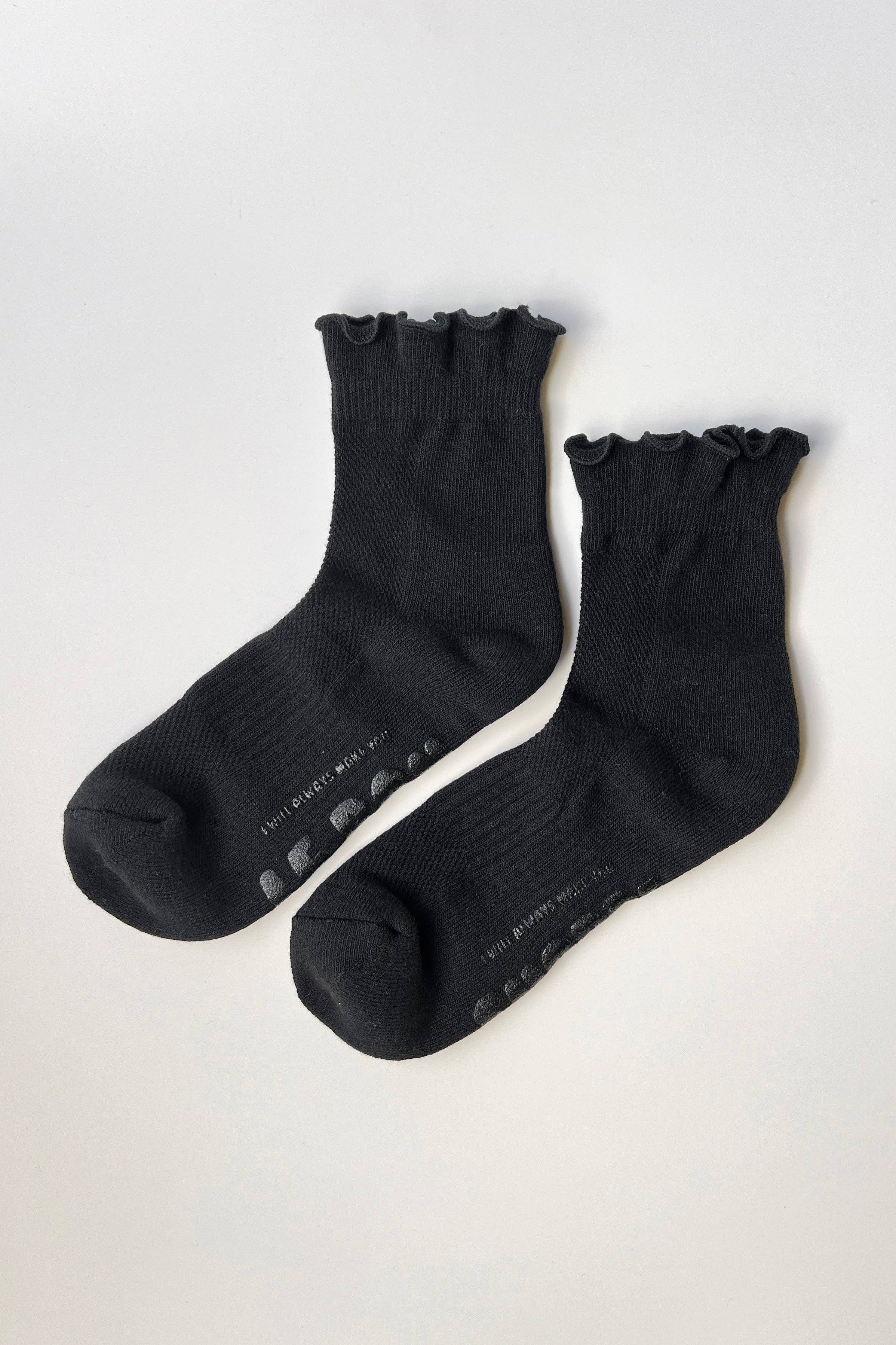 Ruffled Hugger Crew Socks | Black