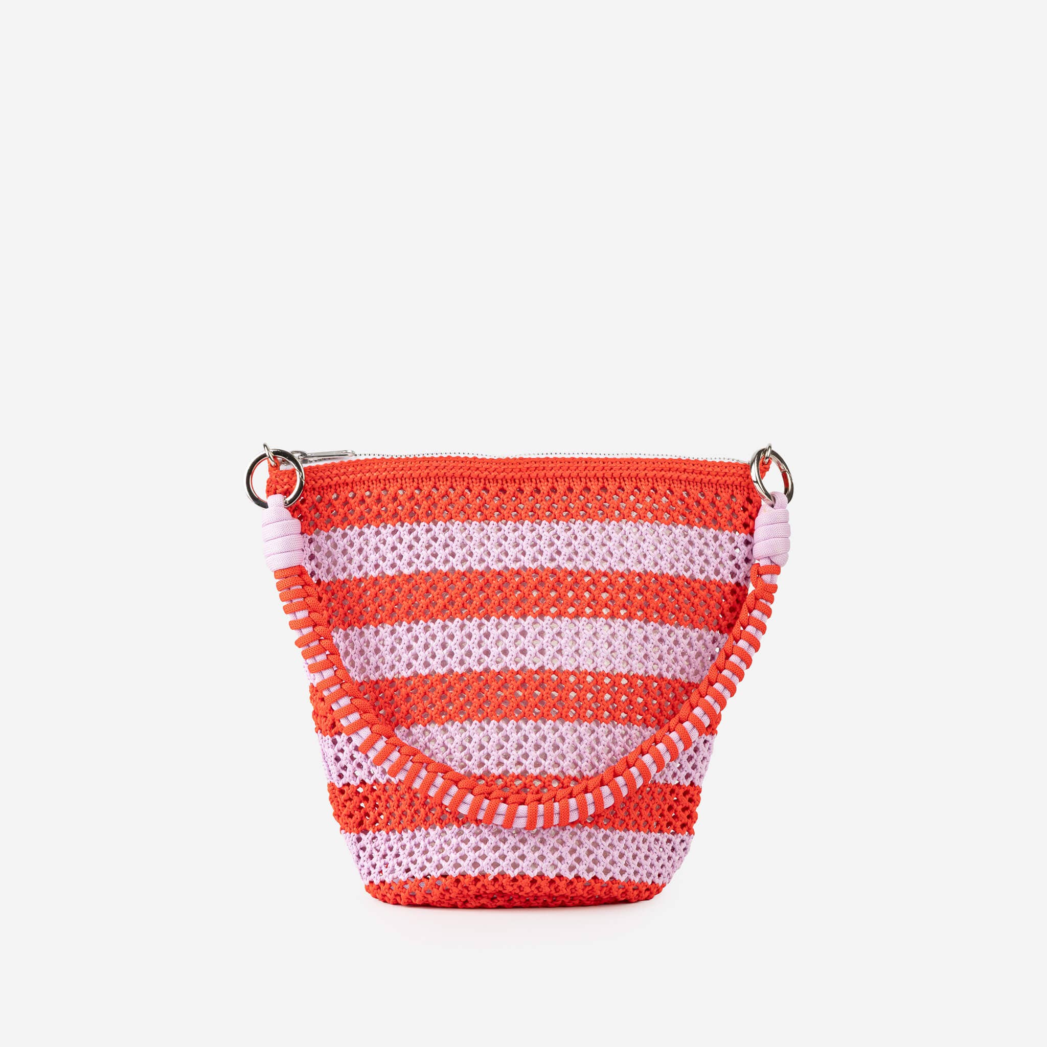 Stripe Raffia Zip Bag | Poppy Lilac