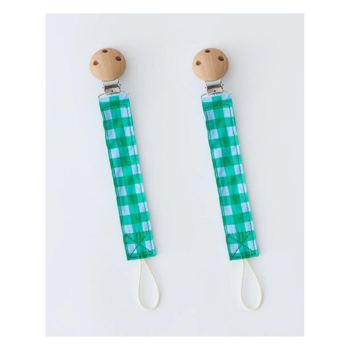 Pacifier Clip Two-Pack | Teal Gingham