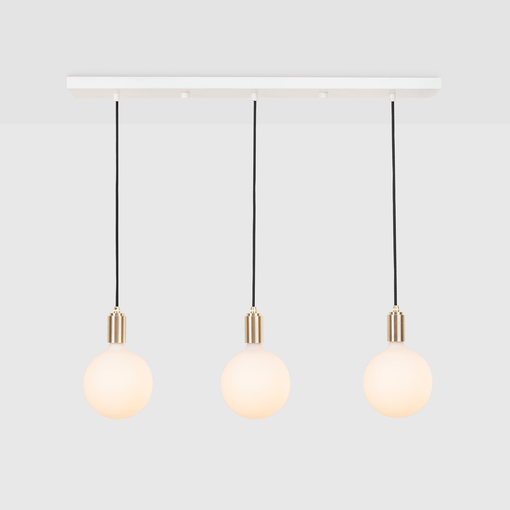 Linear Triple Pendant in Brass + Sphere IV