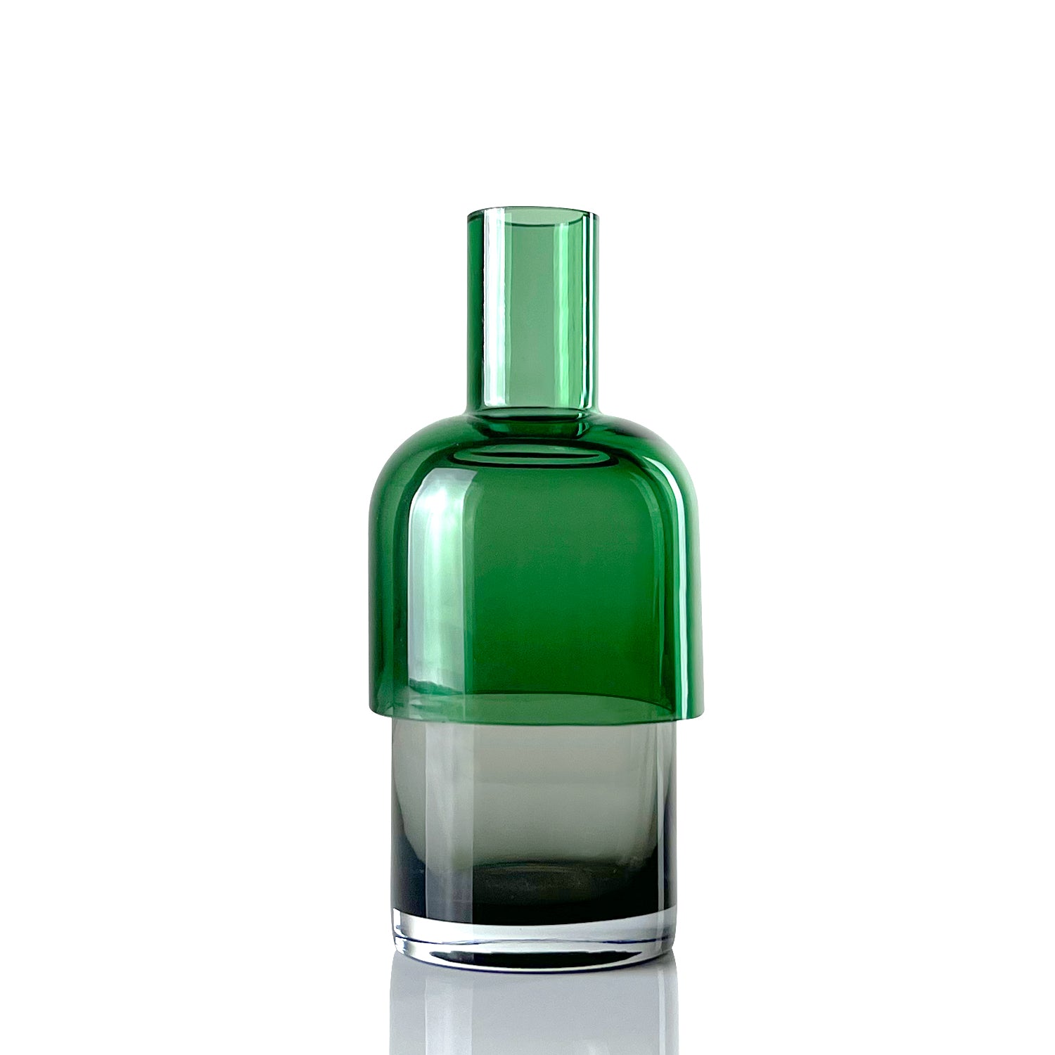 Small Green and Grey Glass Flip Vase