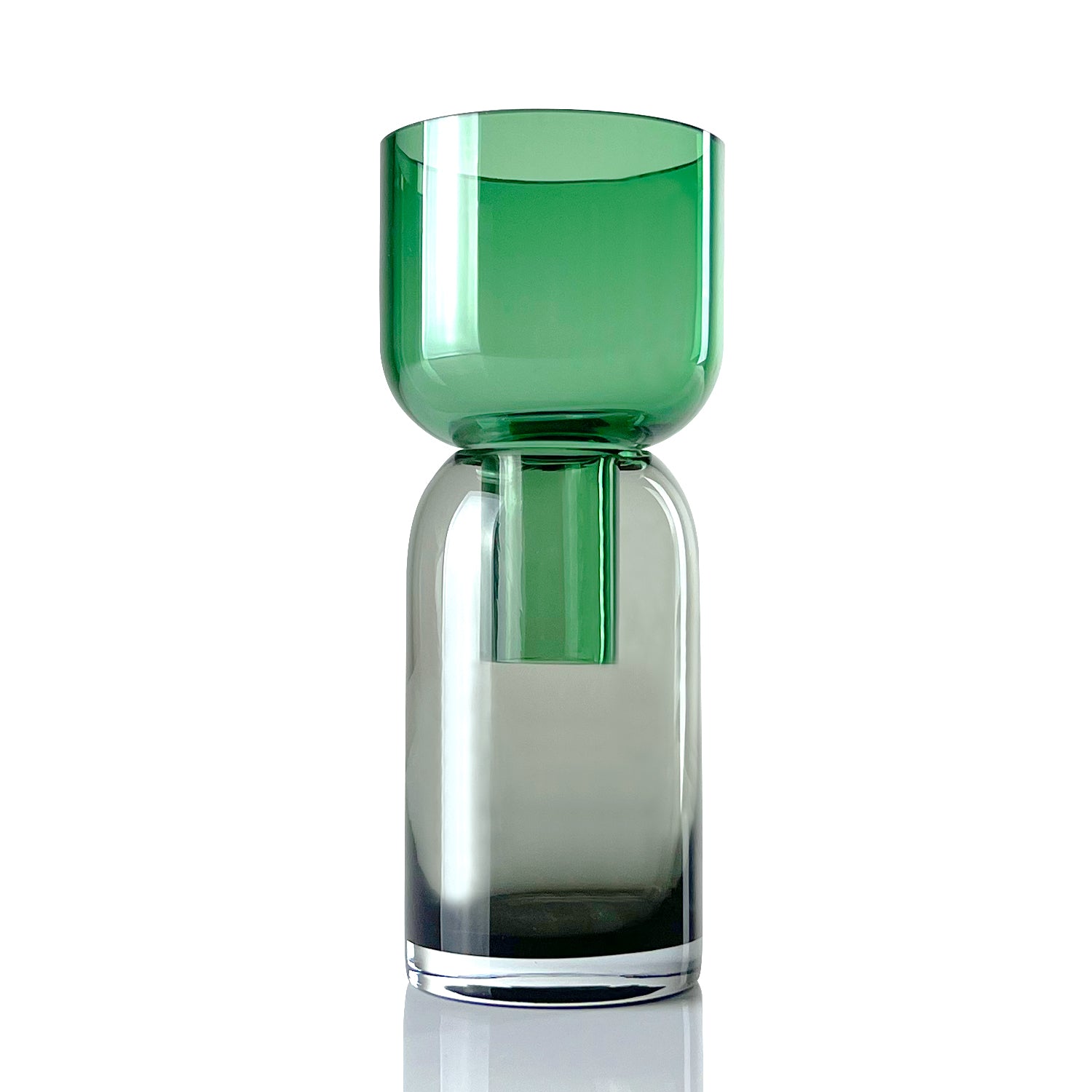 Small Green and Grey Glass Flip Vase