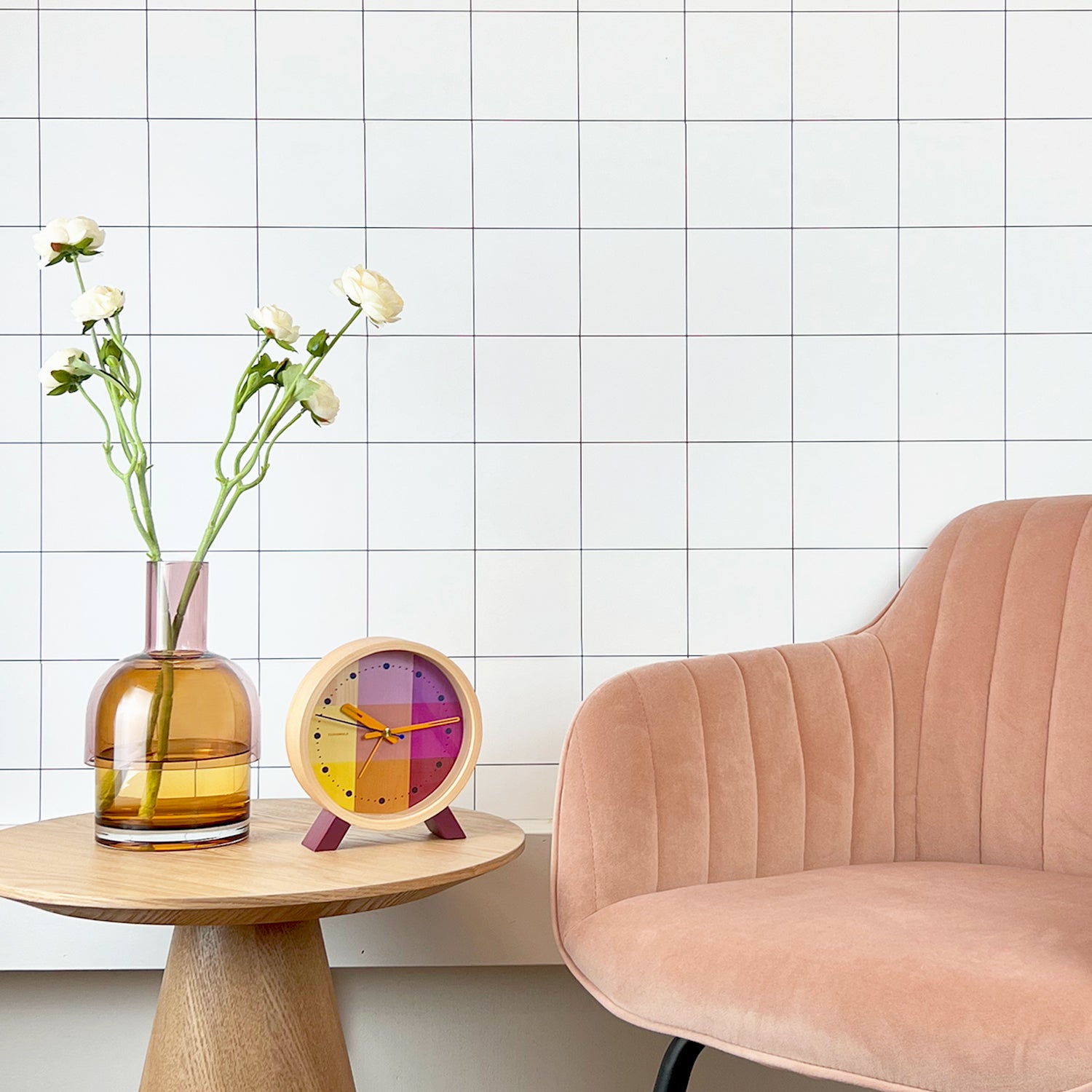 Large Pink and Yellow Glass Flip Vase