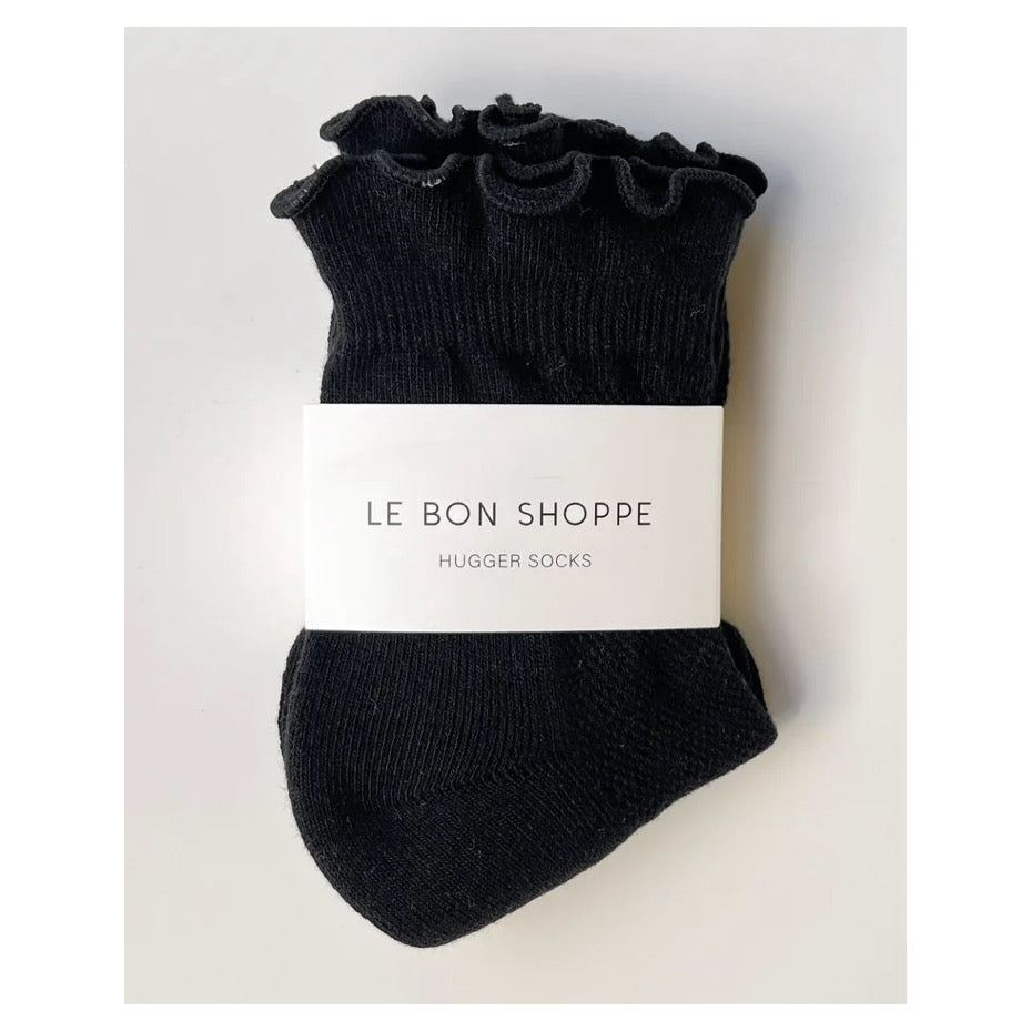 Ruffled Hugger Crew Socks | Black