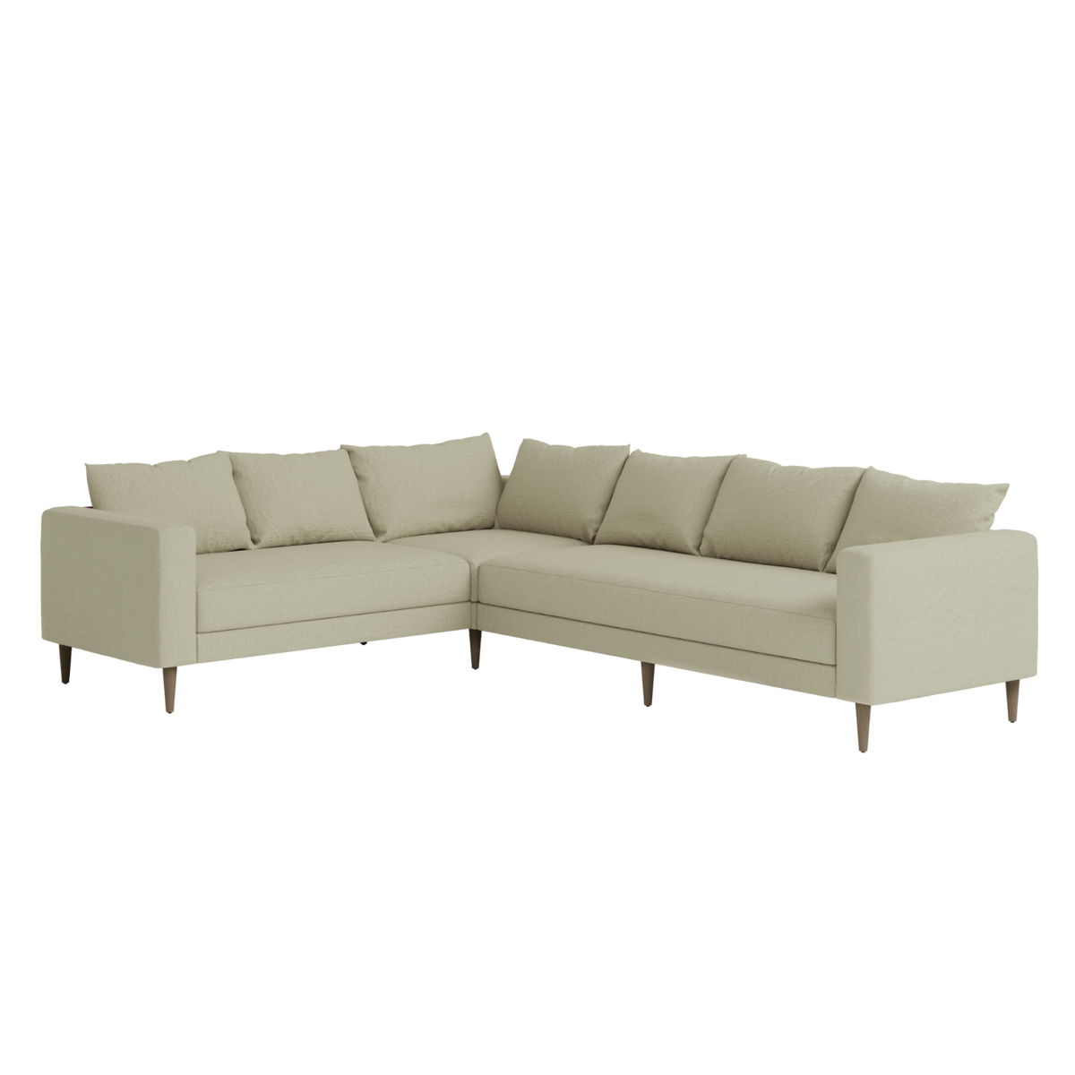 Beige sectional sofa on a white background