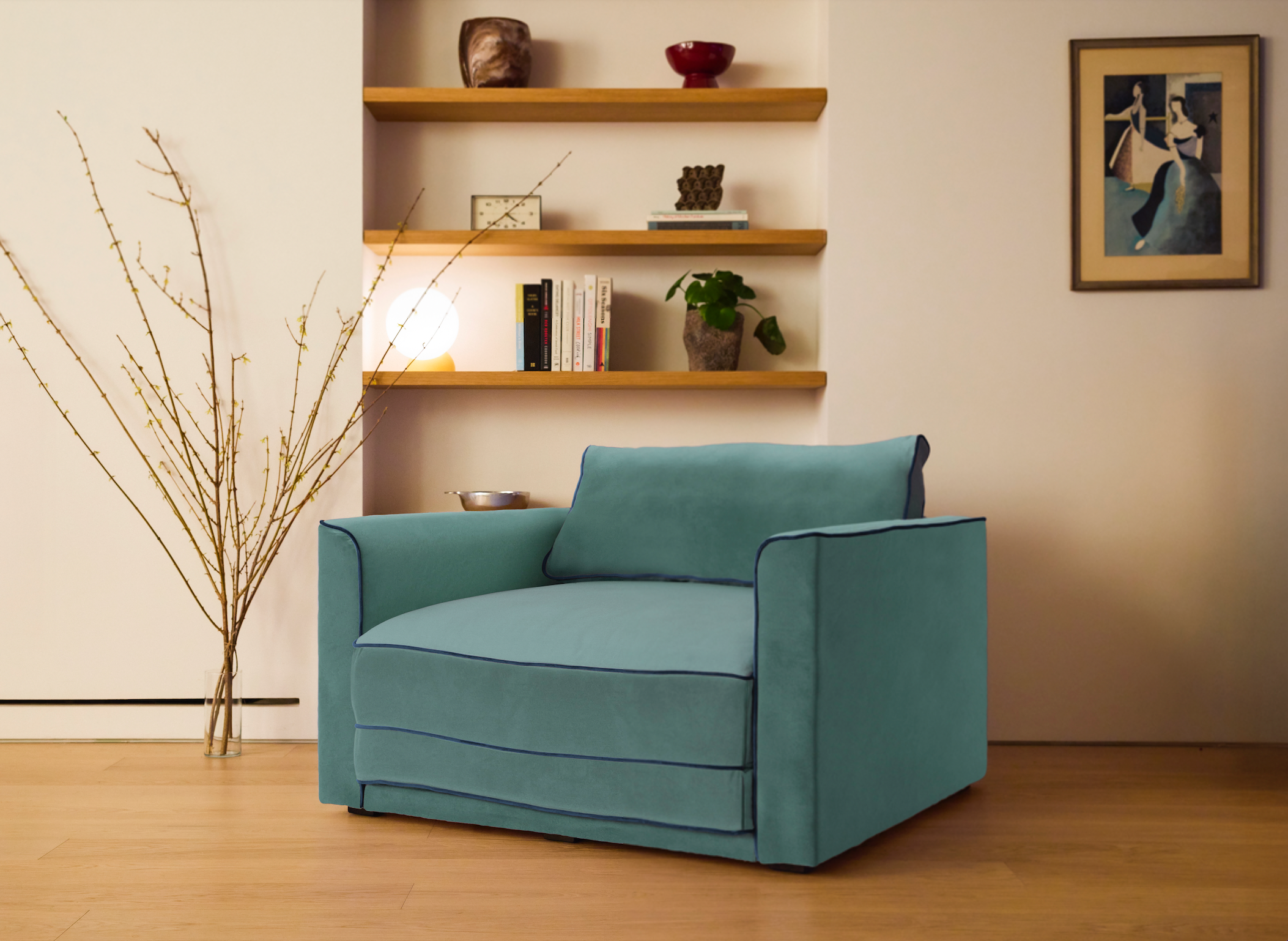 The Eclipse Sleeper Chair in Recycled Velvet