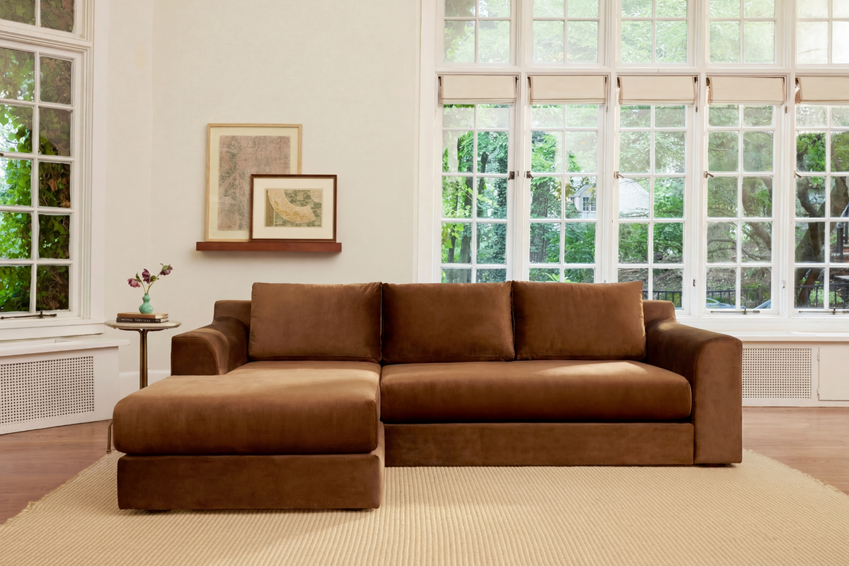 The Elevate Natural Sectional | Recycled Velvet