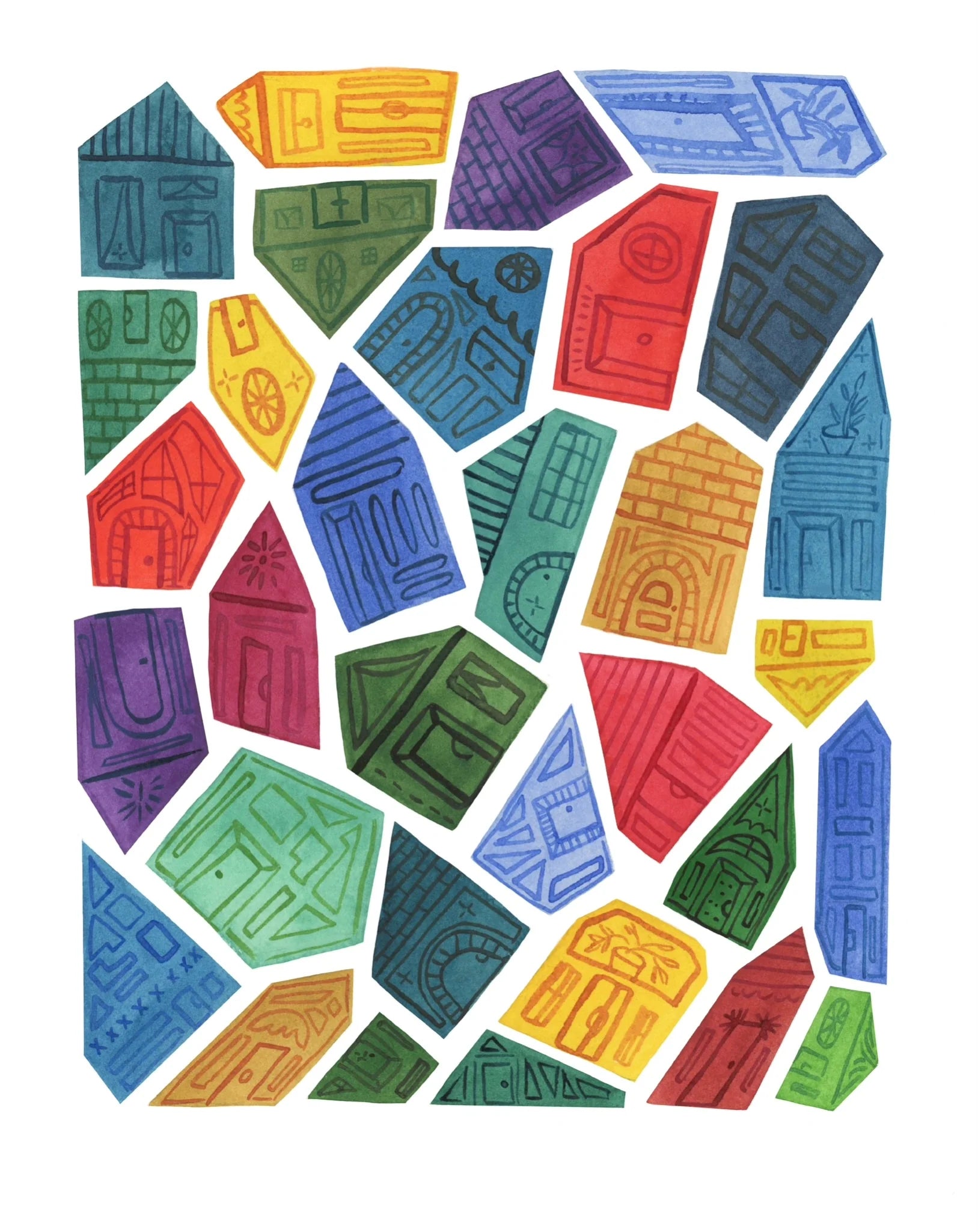 8”x10” Giclée Fine Art Print: Jumbled Houses